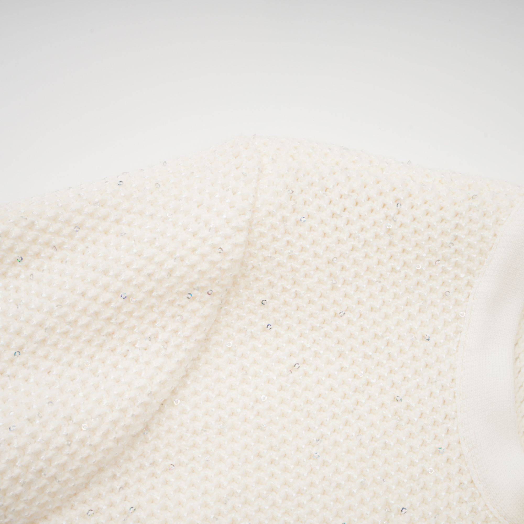 White Embellished Knit Midi Dress