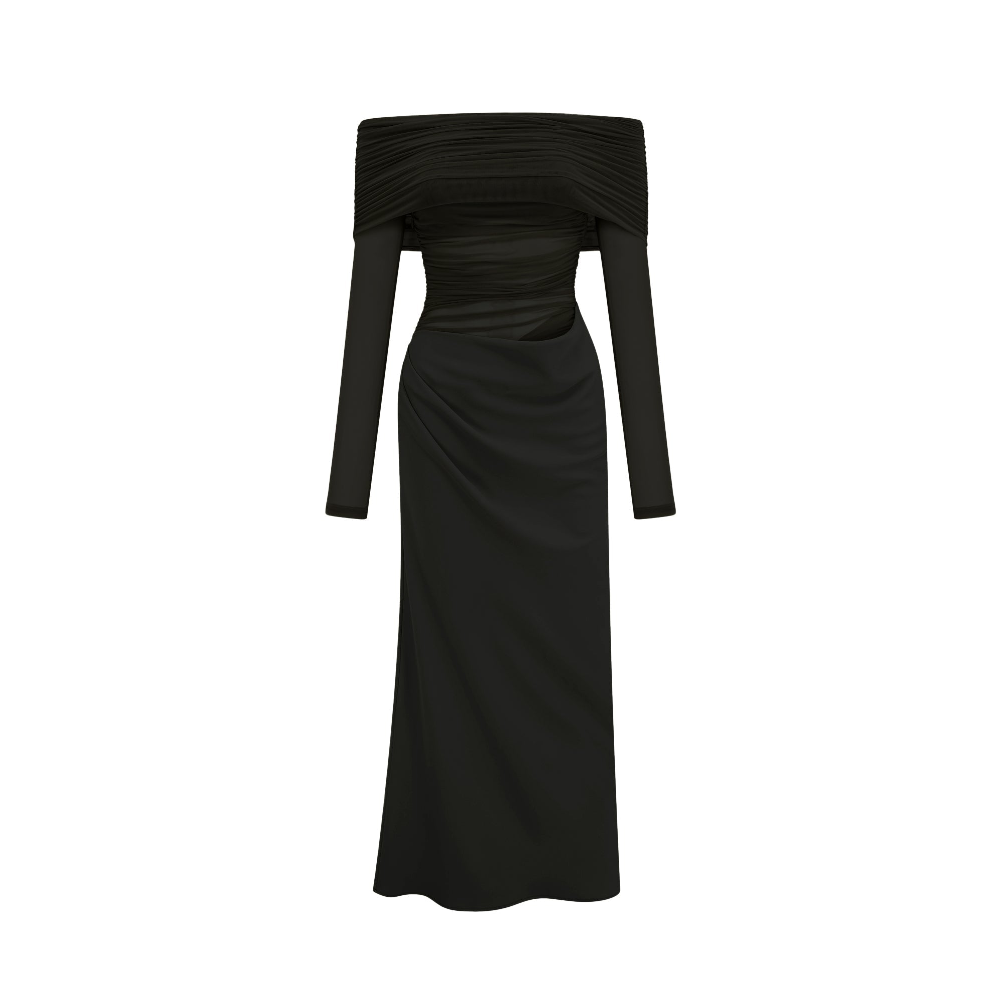 Estelle off-shoulder semi-sheer midi dress in Black (Final Sale-US Only)