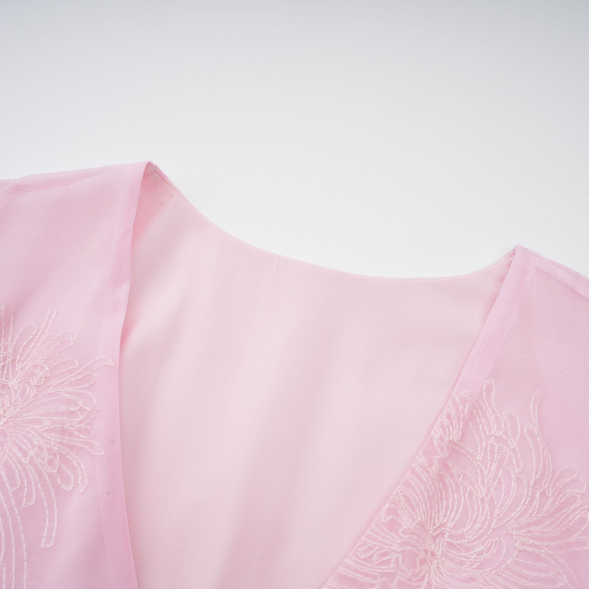 Florence pink floral-embroidered layered mini dress
