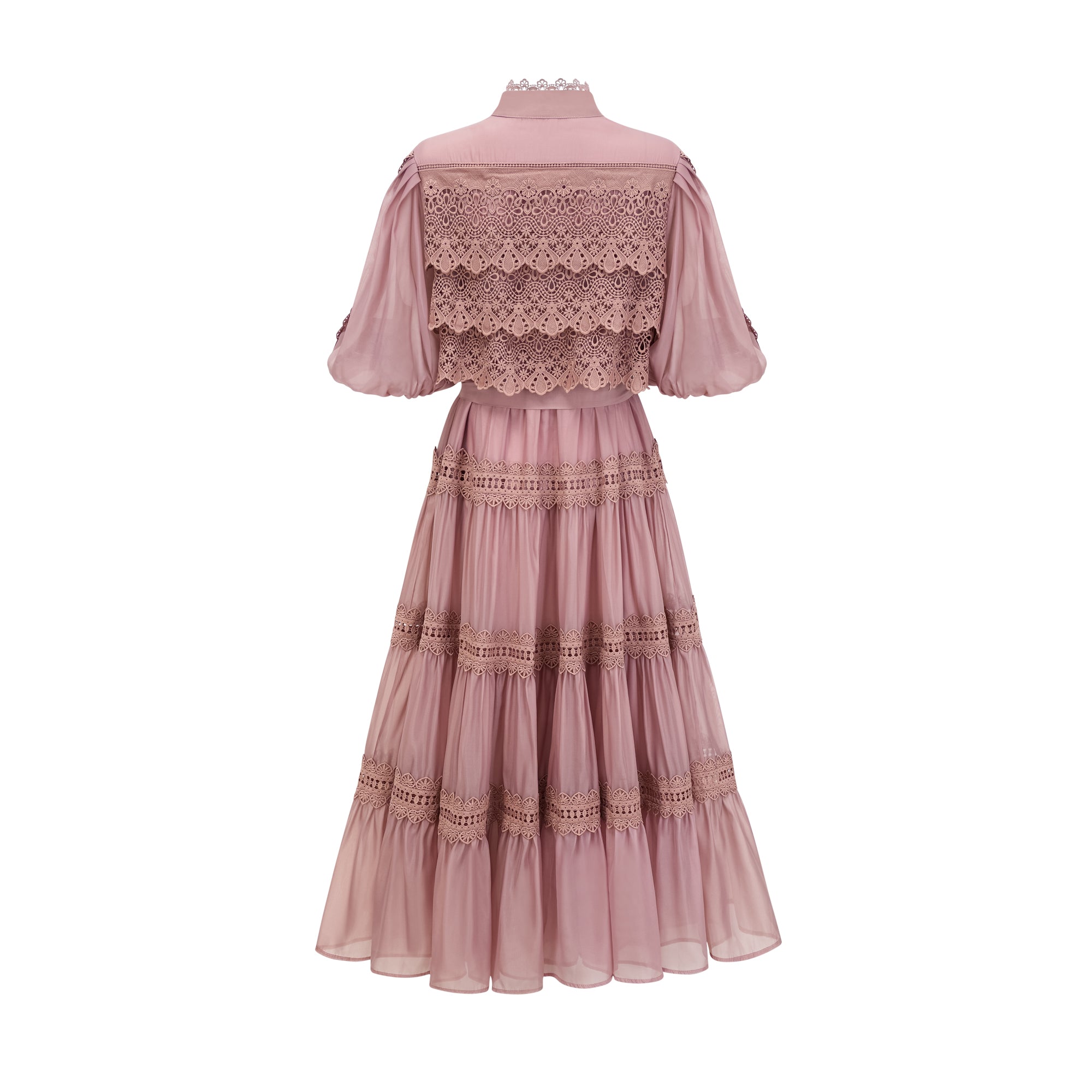 Inès lace cut-out tiered midi dress (Final Sale-US Only)