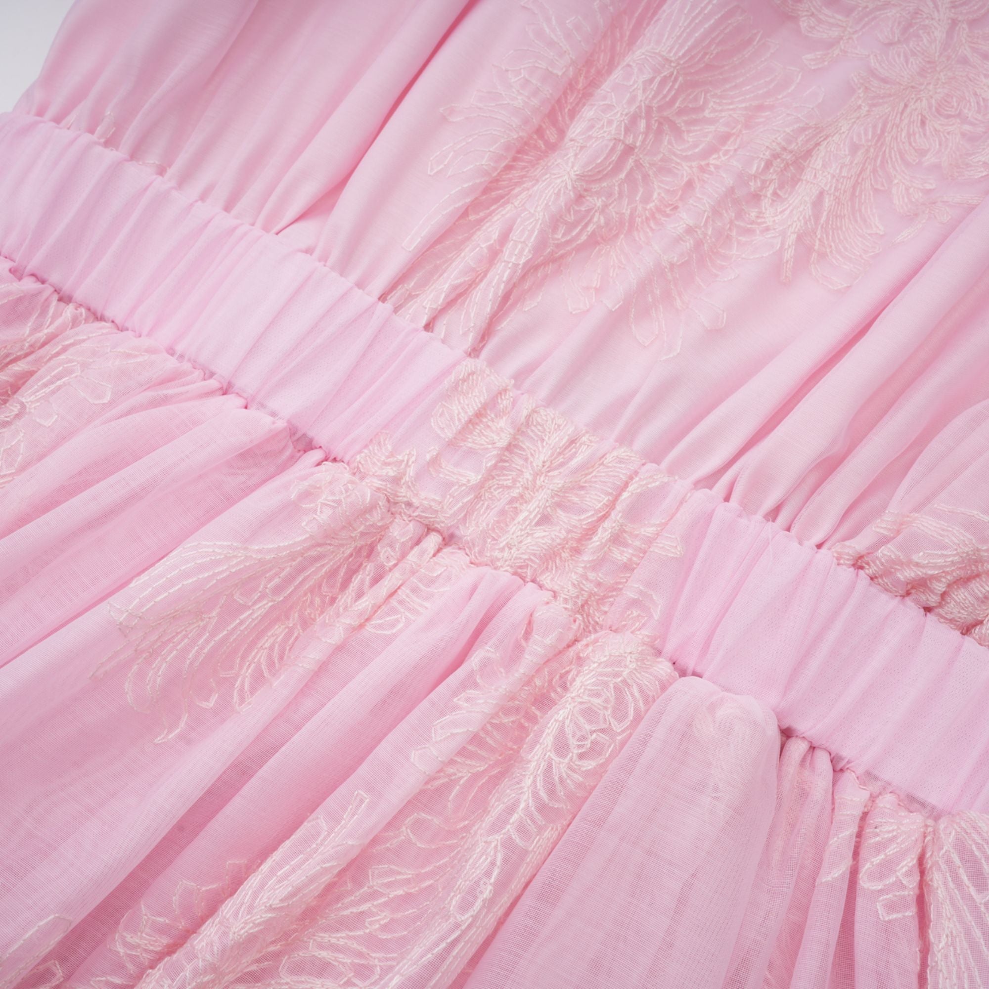 Florence pink floral-embroidered layered mini dress (Final Sale)