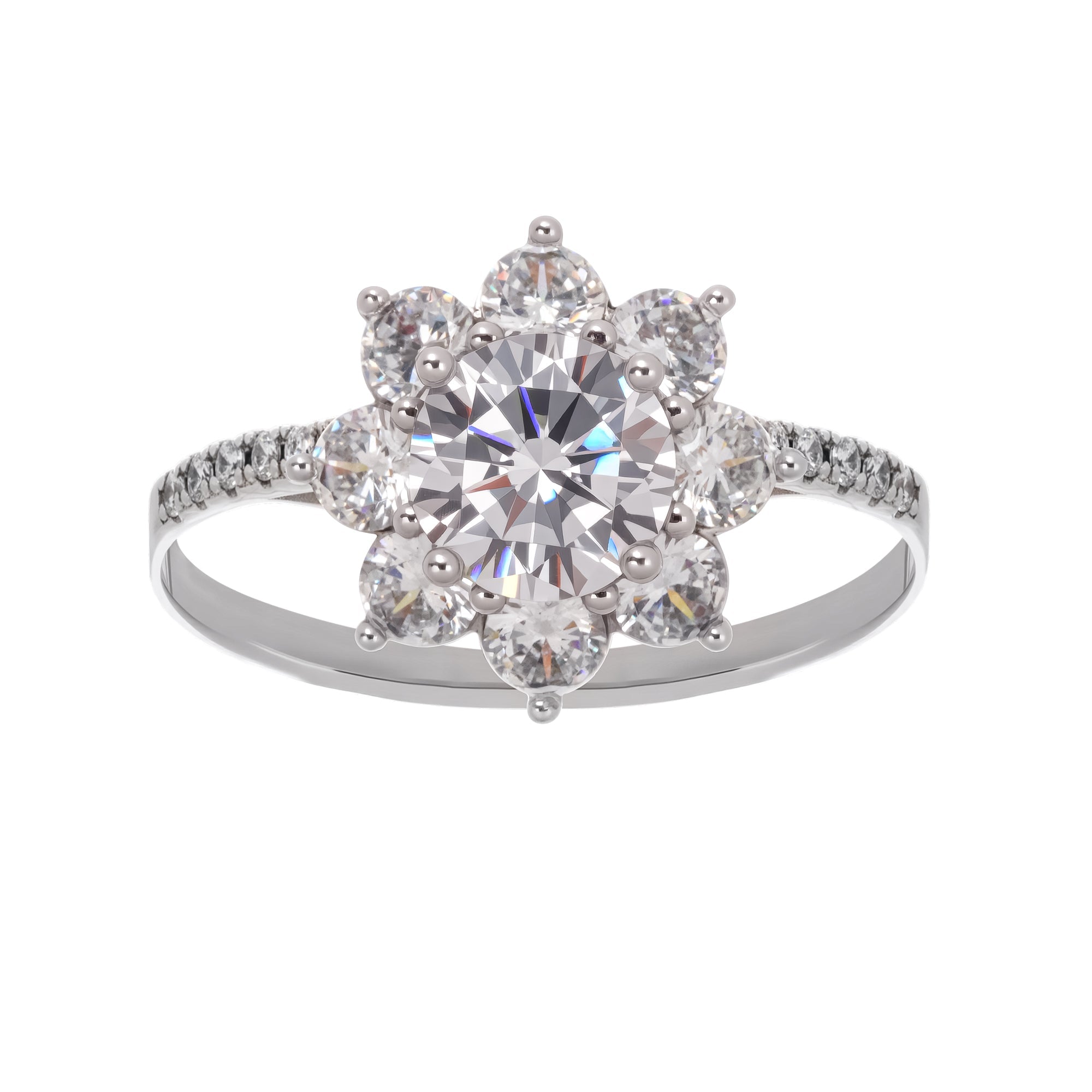 Émilie Sterling Silver Flower Shaped Zircon Gemstone Ring