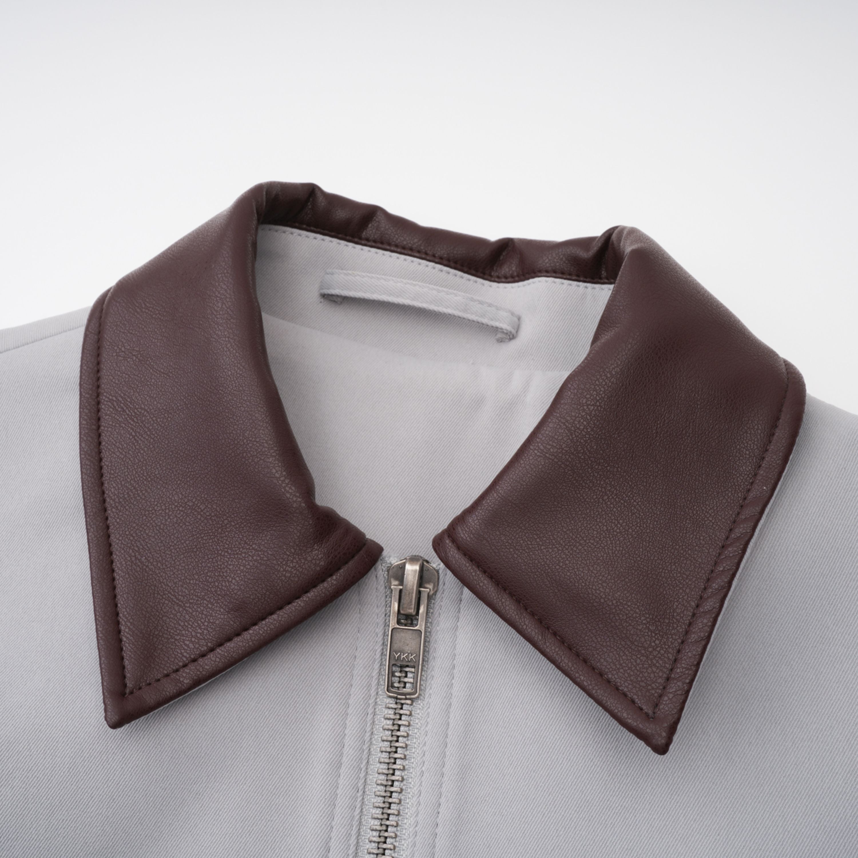 Vilma Grey Leather Collar Hunting Jacket (Final Sale-US Only)