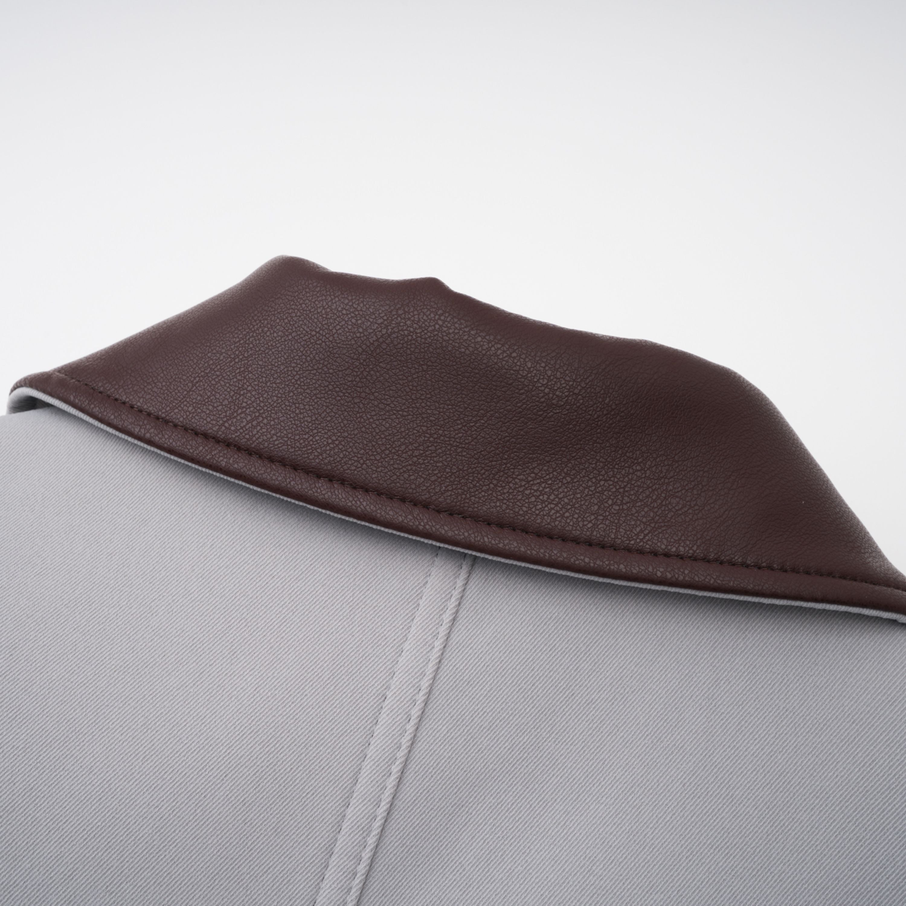 Vilma Grey Leather Collar Hunting Jacket (Final Sale-US Only)