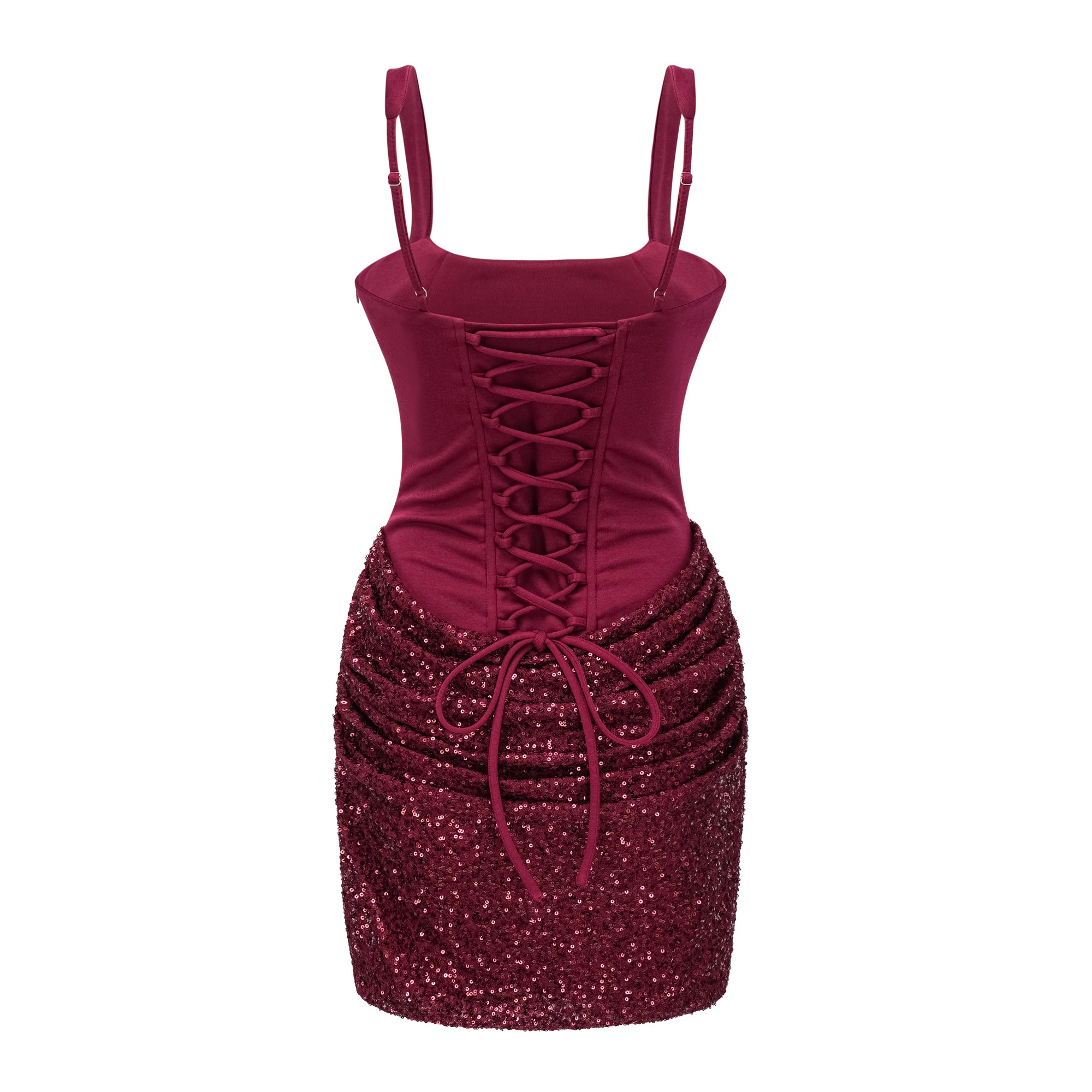 Mini-robe moulante à fronces et ornements « Paulette Red » (Vente définitive – États-Unis uniquement)