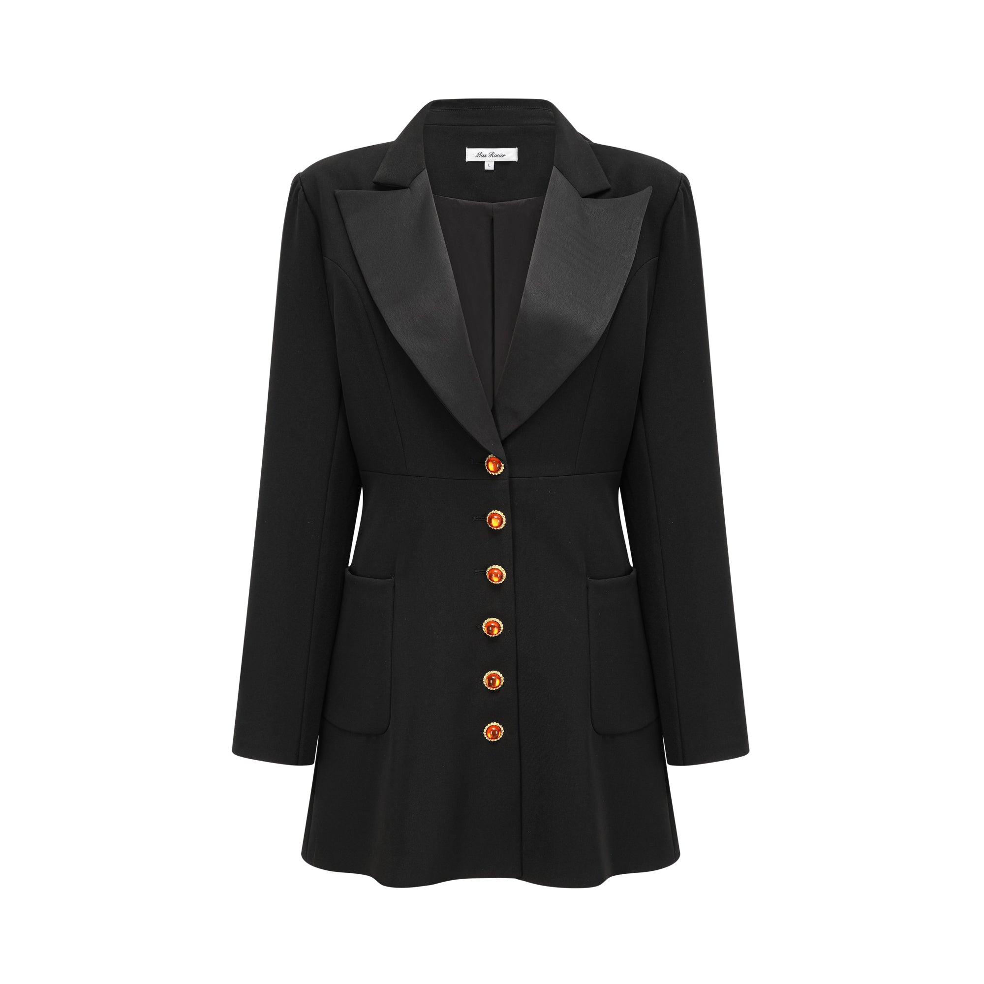 Robe-blazer « Aurore » noire à simple boutonnage (Vente définitive)