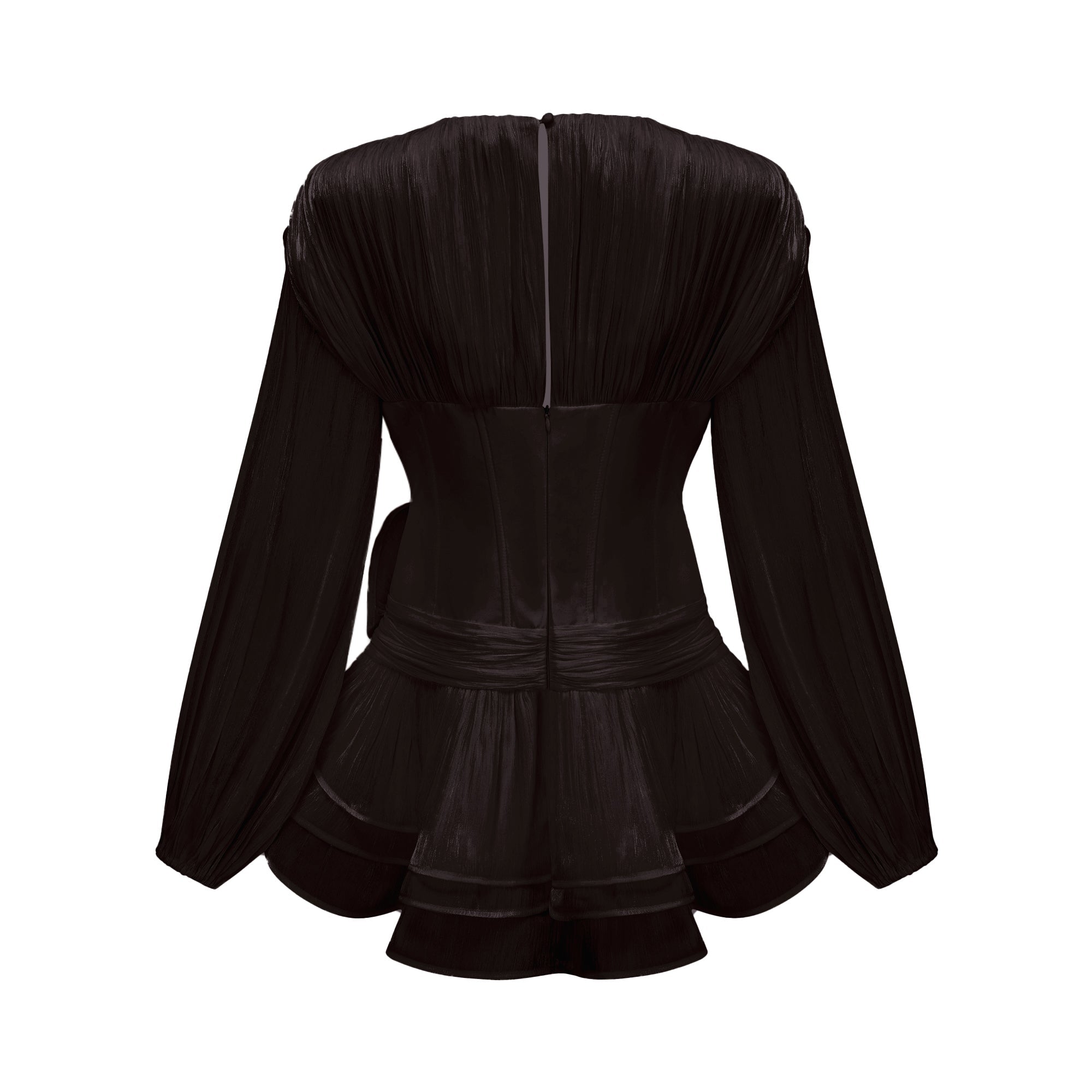 Rosier Black Fully Pleated Cinched Mini Dress (Final Sale)
