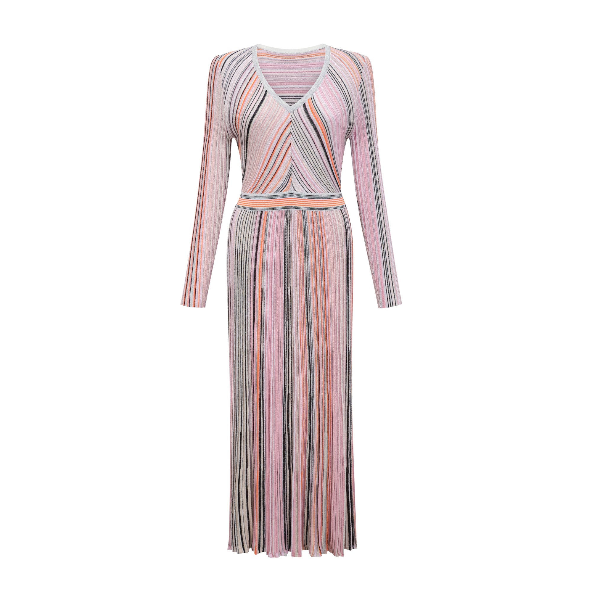 Mathilde metallic pleated midi dress in Pink (Final Sale)