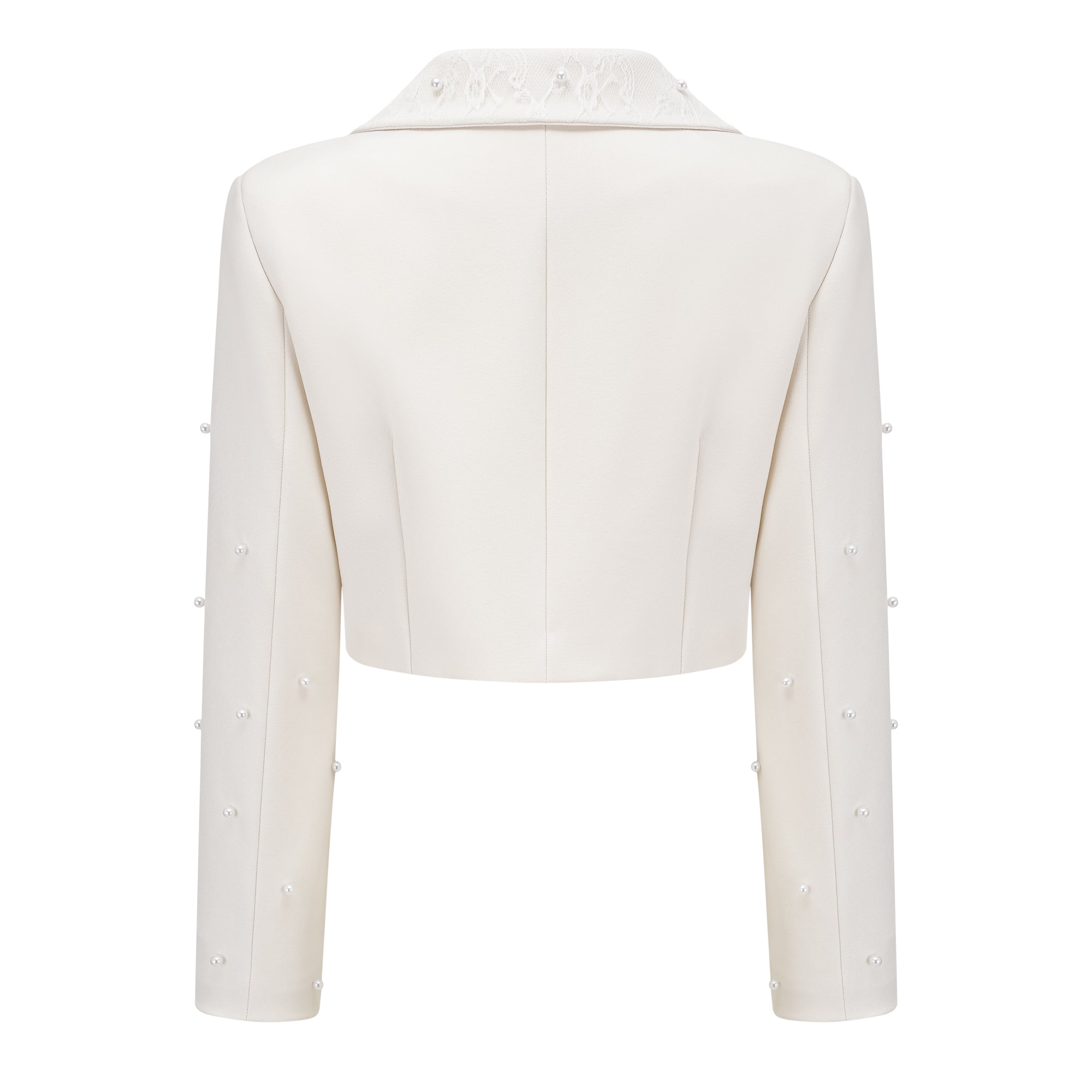 Faux Pearl Jacket & Pleated Skirt Set
