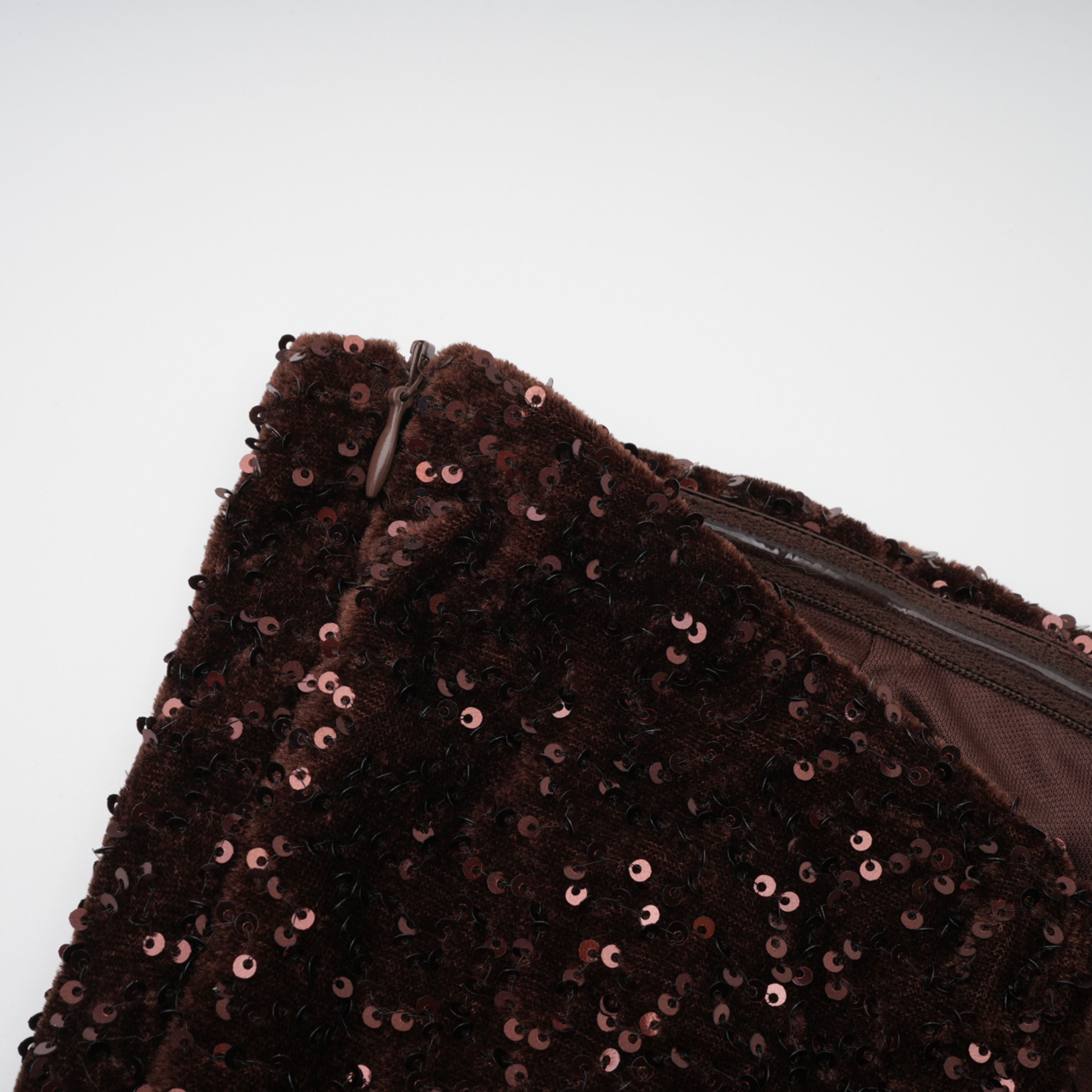 Giada Brown Sequined Asymmetrical Ruched Maxi Gown (Final Sale-US Only)