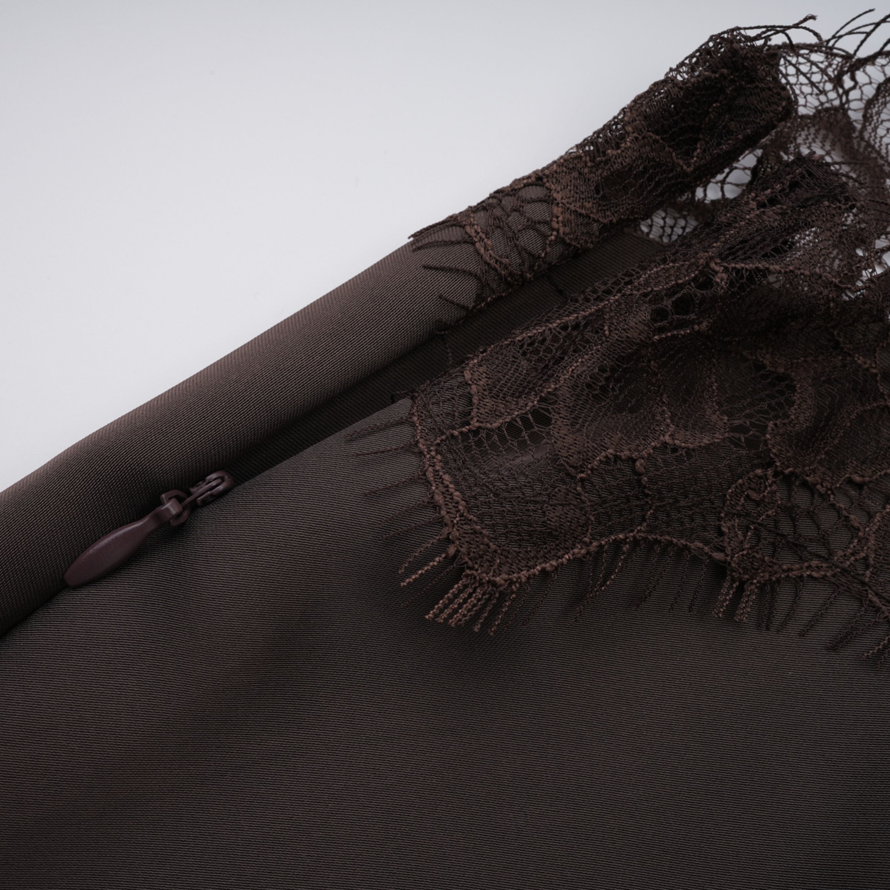 Henrik Brown Lace Trim Dress