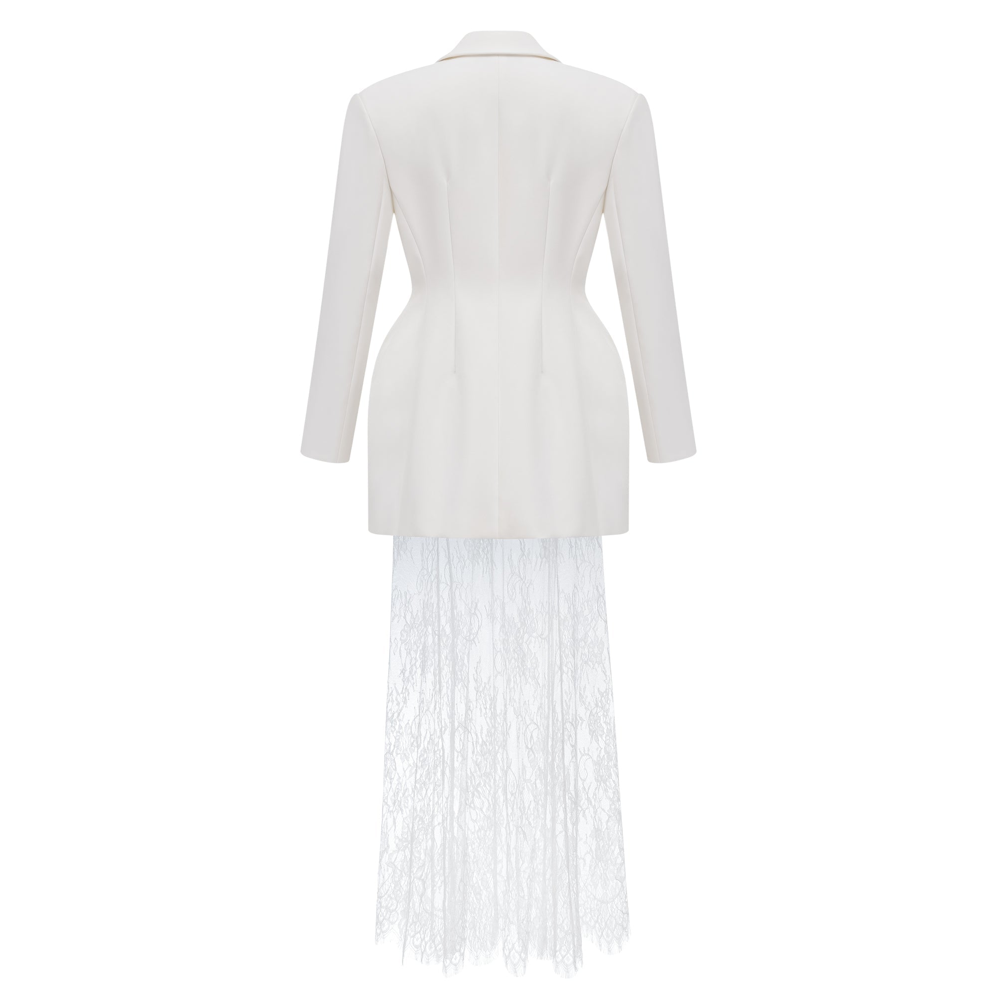 White Blazer & Lace Skirt Set