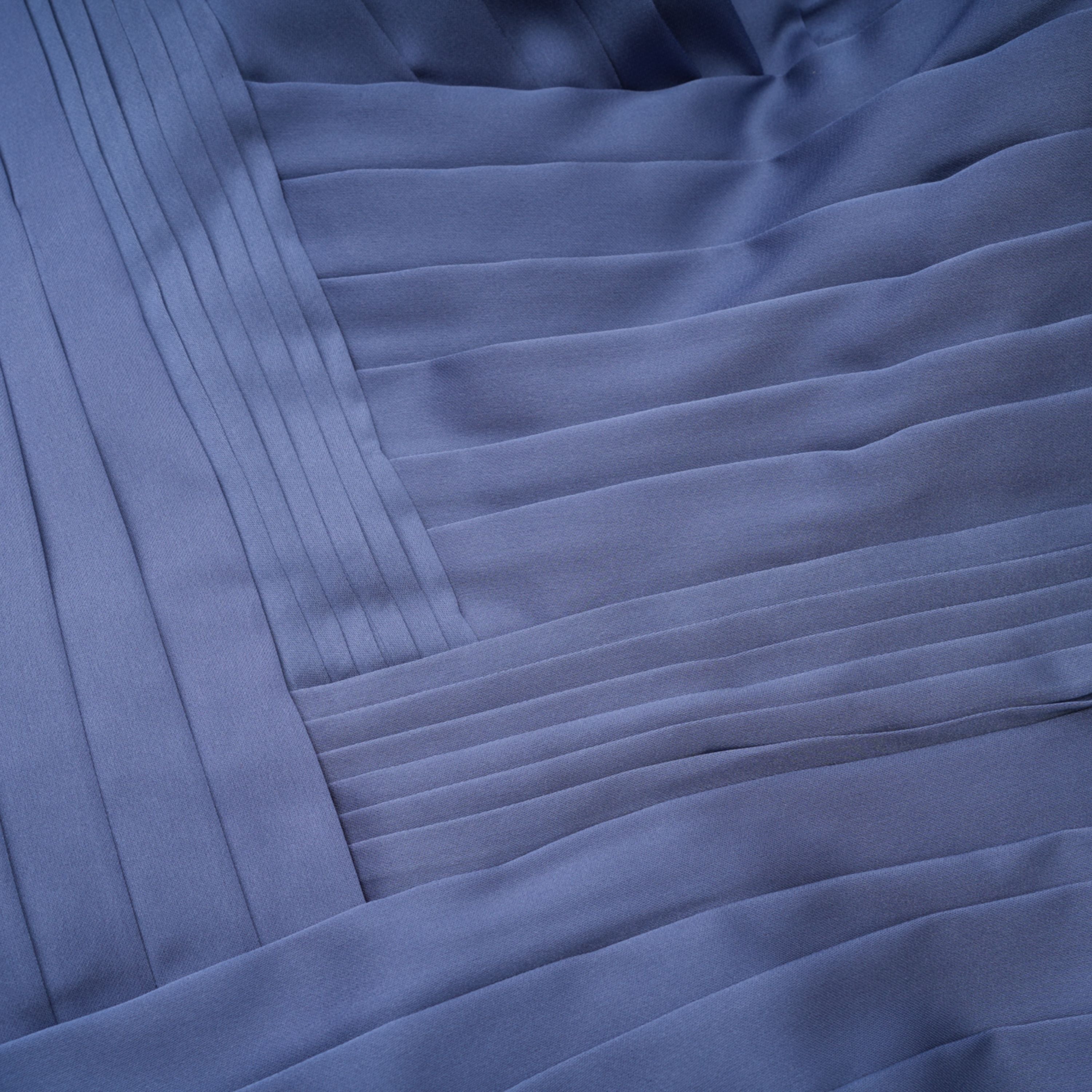 Angelína Blue Diagonal Pleated Gathered Maxi Gown (Final Sale-US Only)