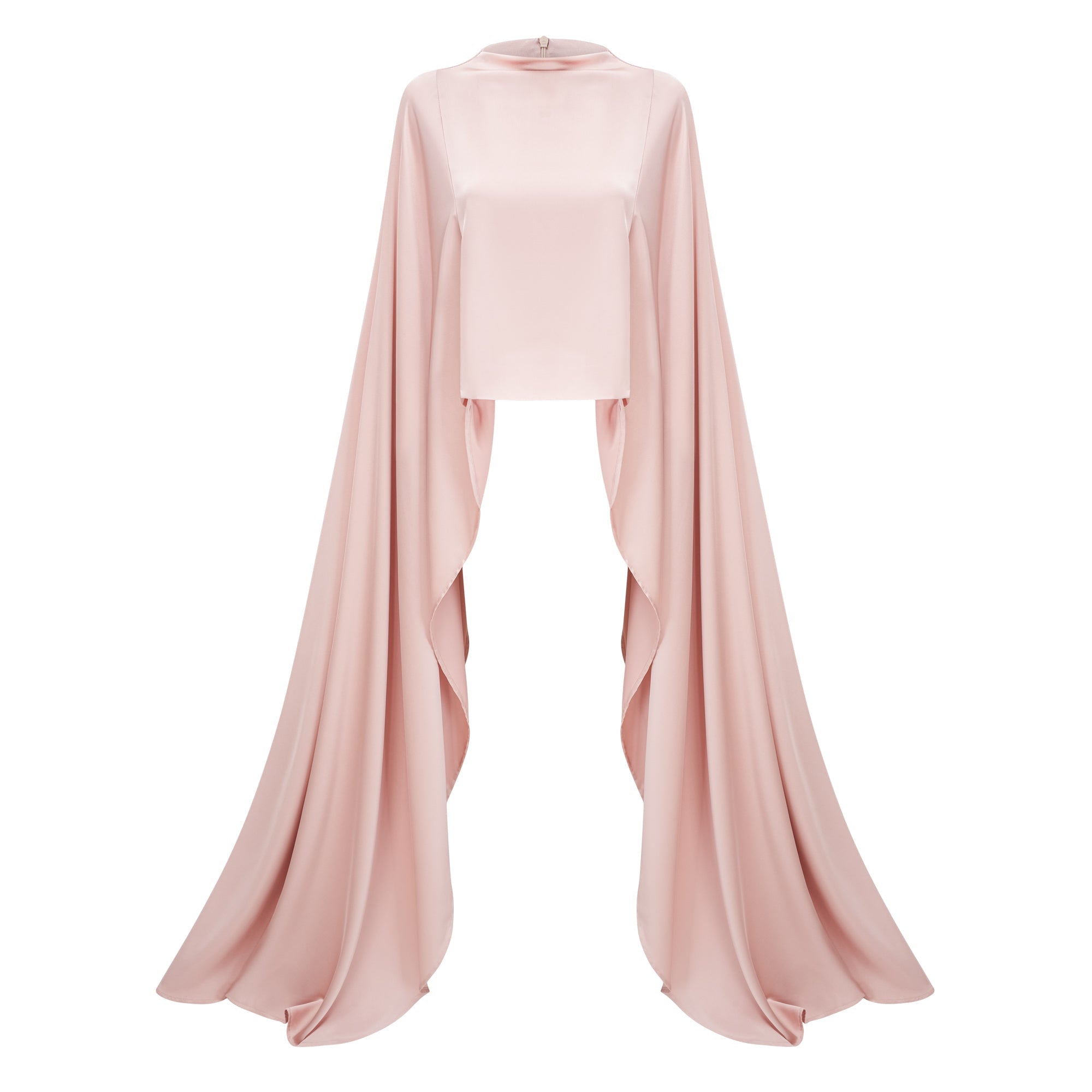 Ensemble top et jupe en satin Everleigh Champagne avec cape (Vente définitive)