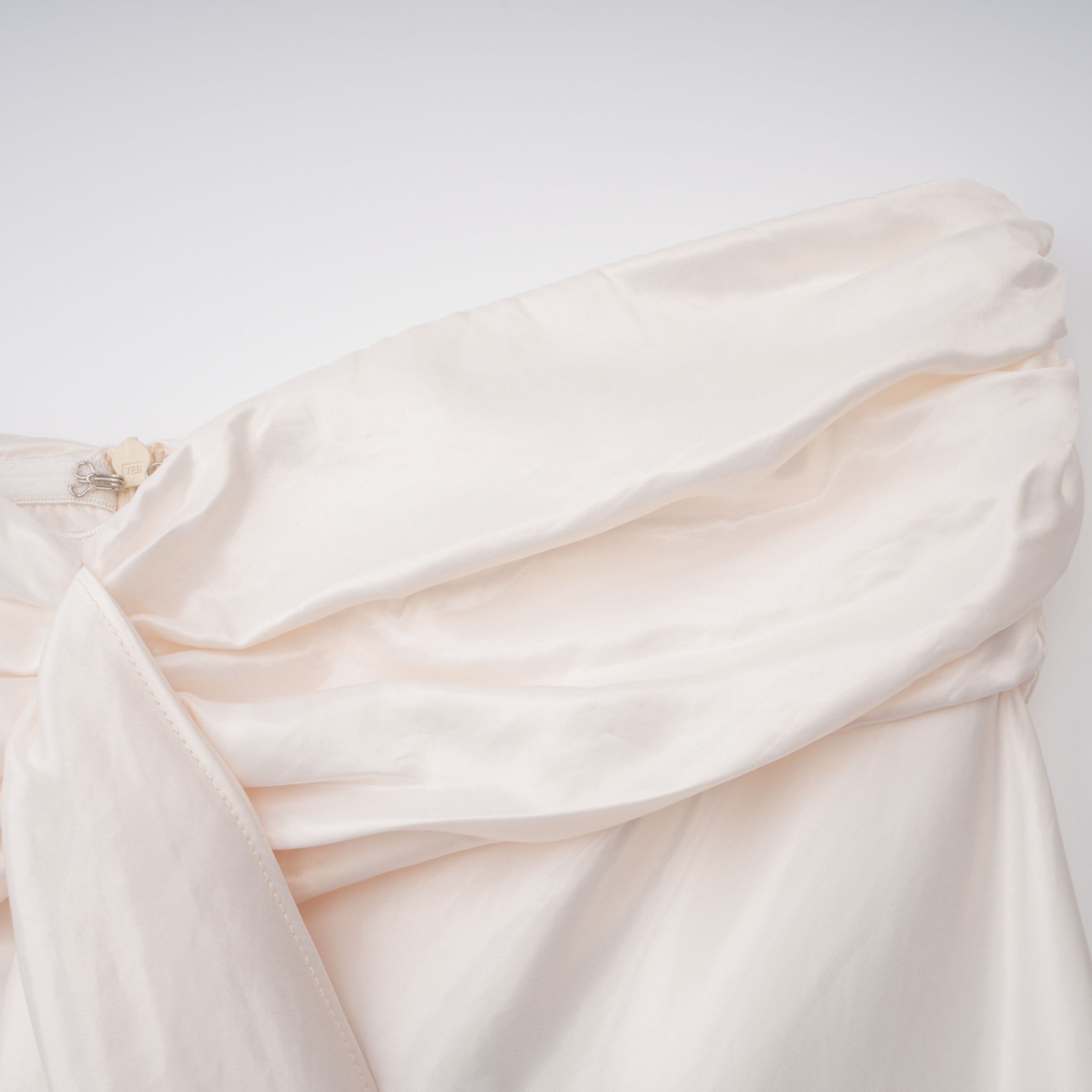 Lilla Beige Strapless Ruffled Satin Maxi Dress (Final Sale)