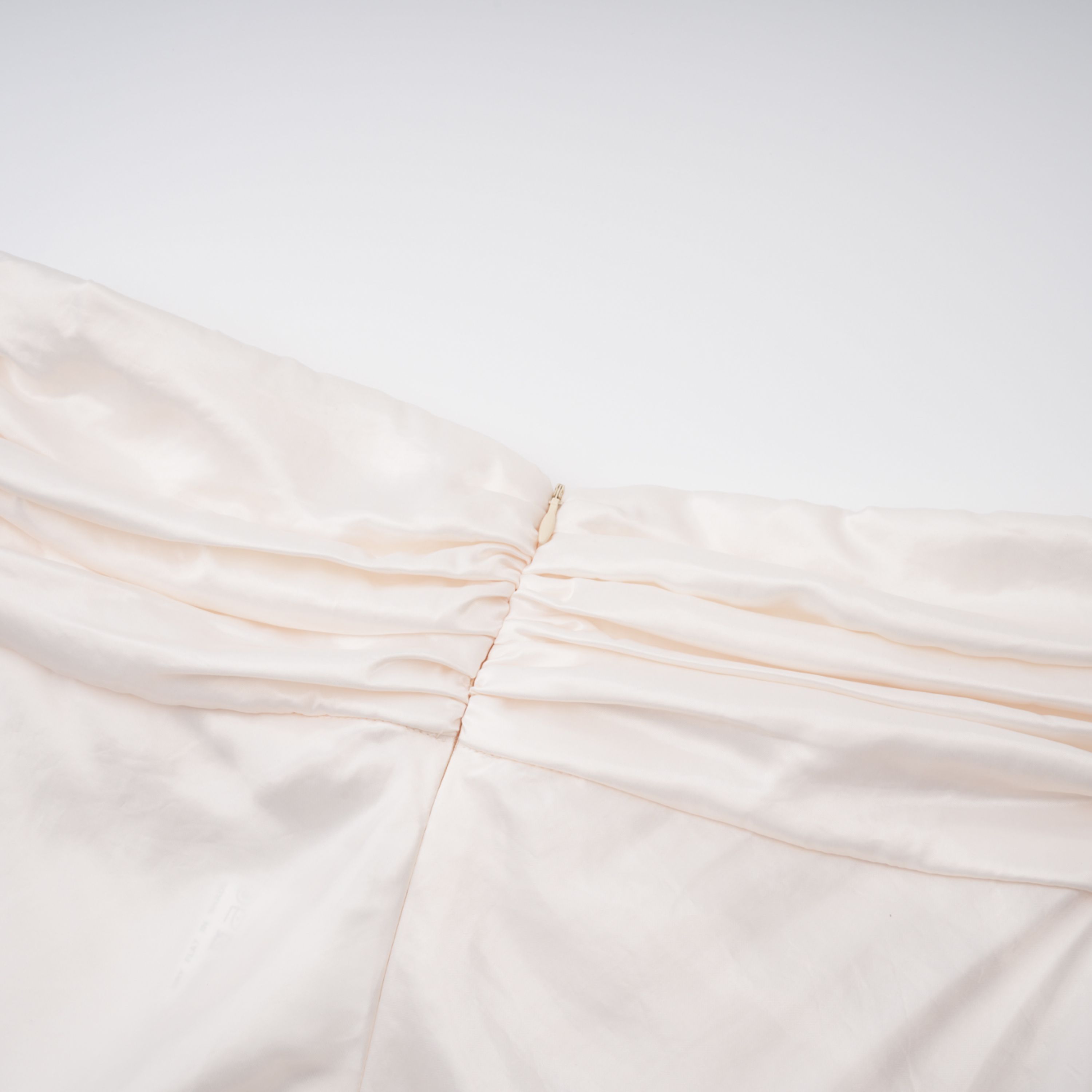 Lilla Beige Strapless Ruffled Satin Maxi Dress (Final Sale)