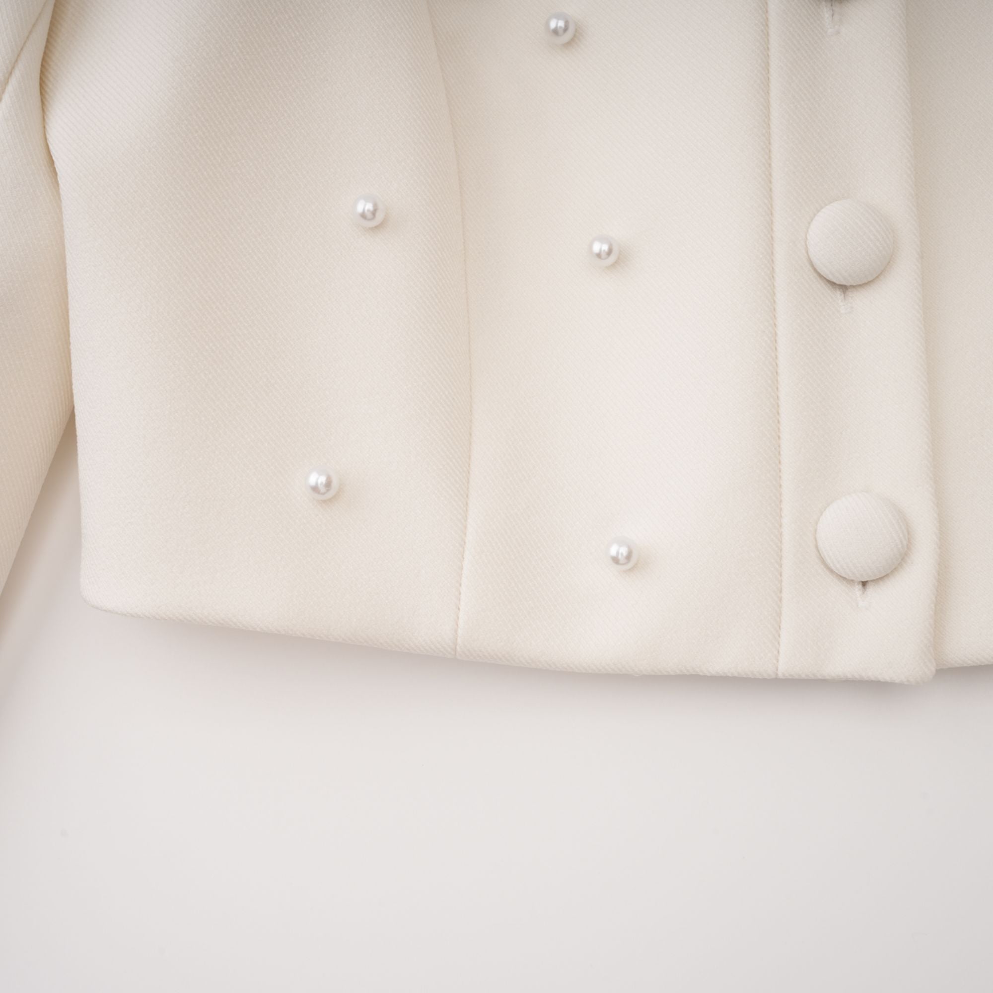Faux Pearl Jacket & Pleated Skirt Set