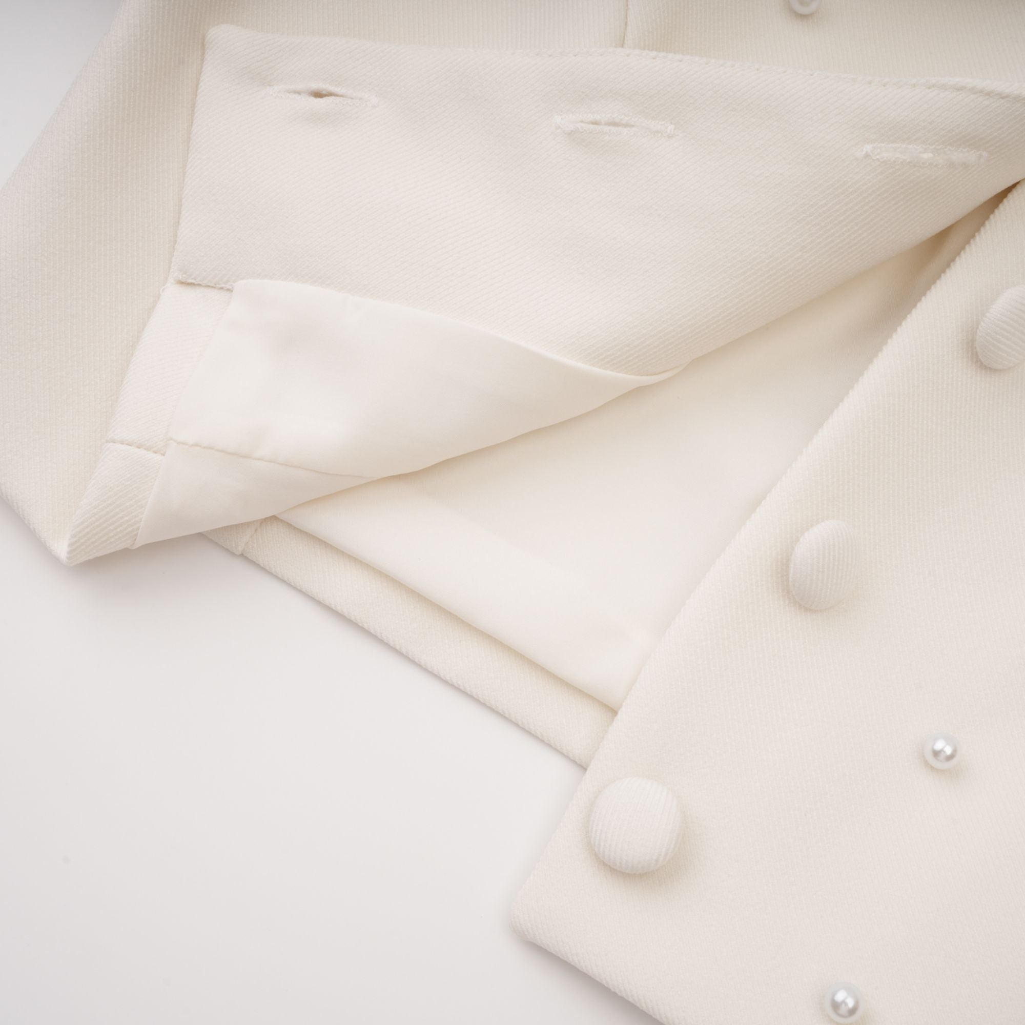Faux Pearl Jacket & Pleated Skirt Set