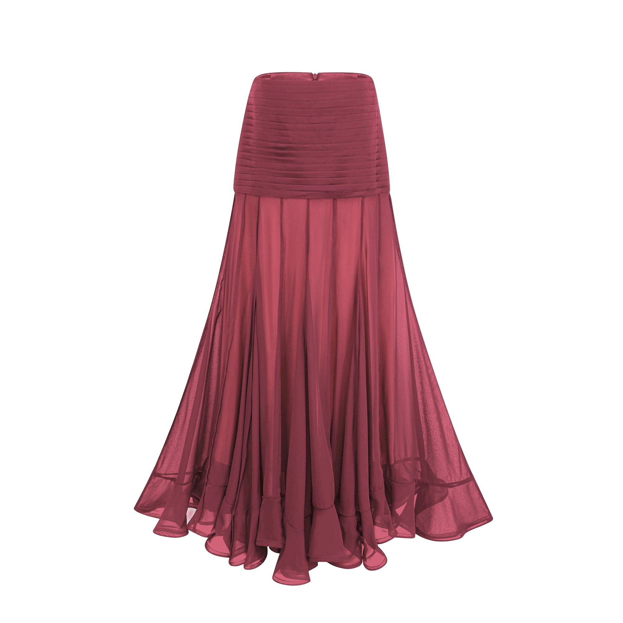 Jupe longue en tulle plissé à volants en rayonne Jacqueline (Vente définitive - États-Unis uniquement)