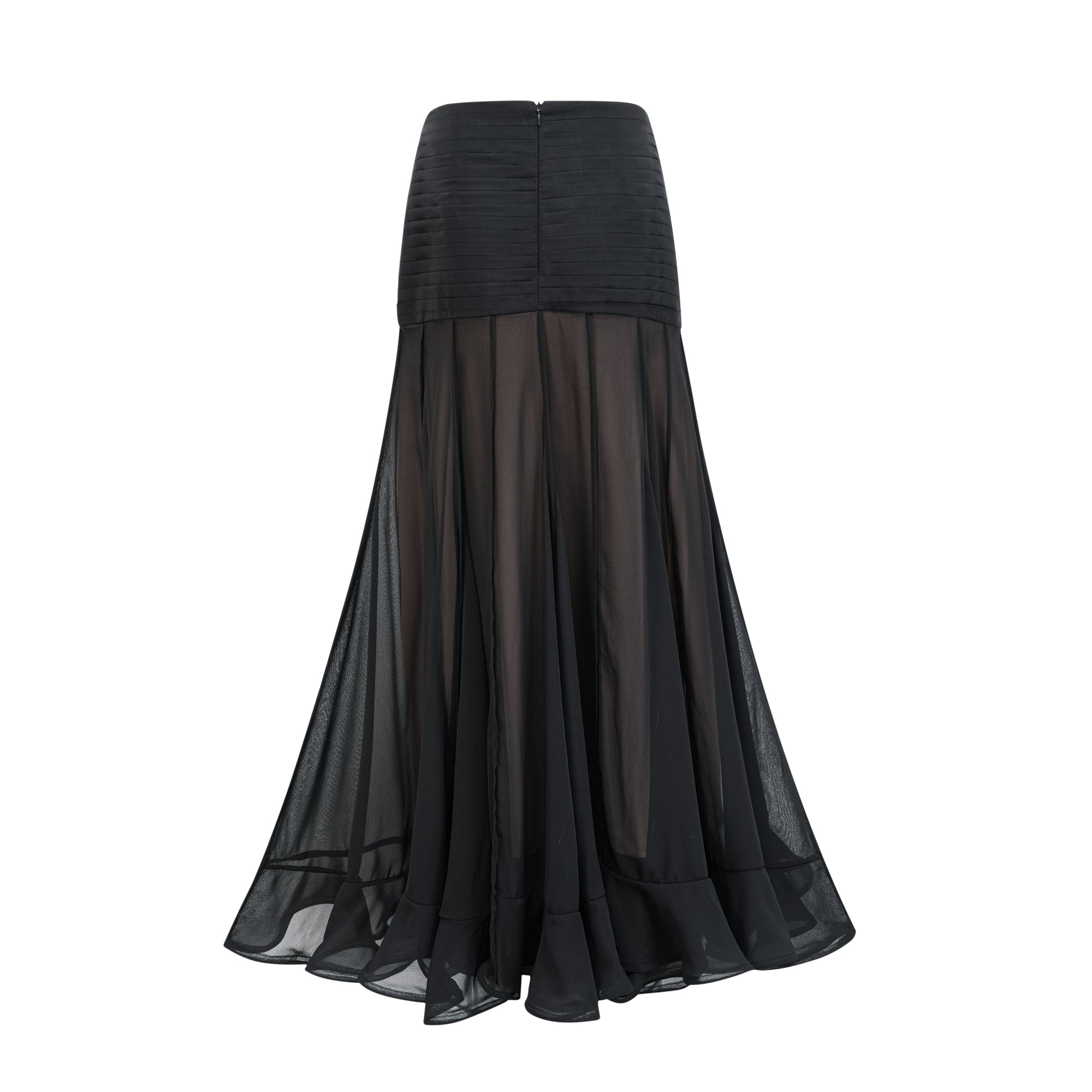 Jacqueline rayon ruffle pleated tulle maxi skirt (Final Sale)