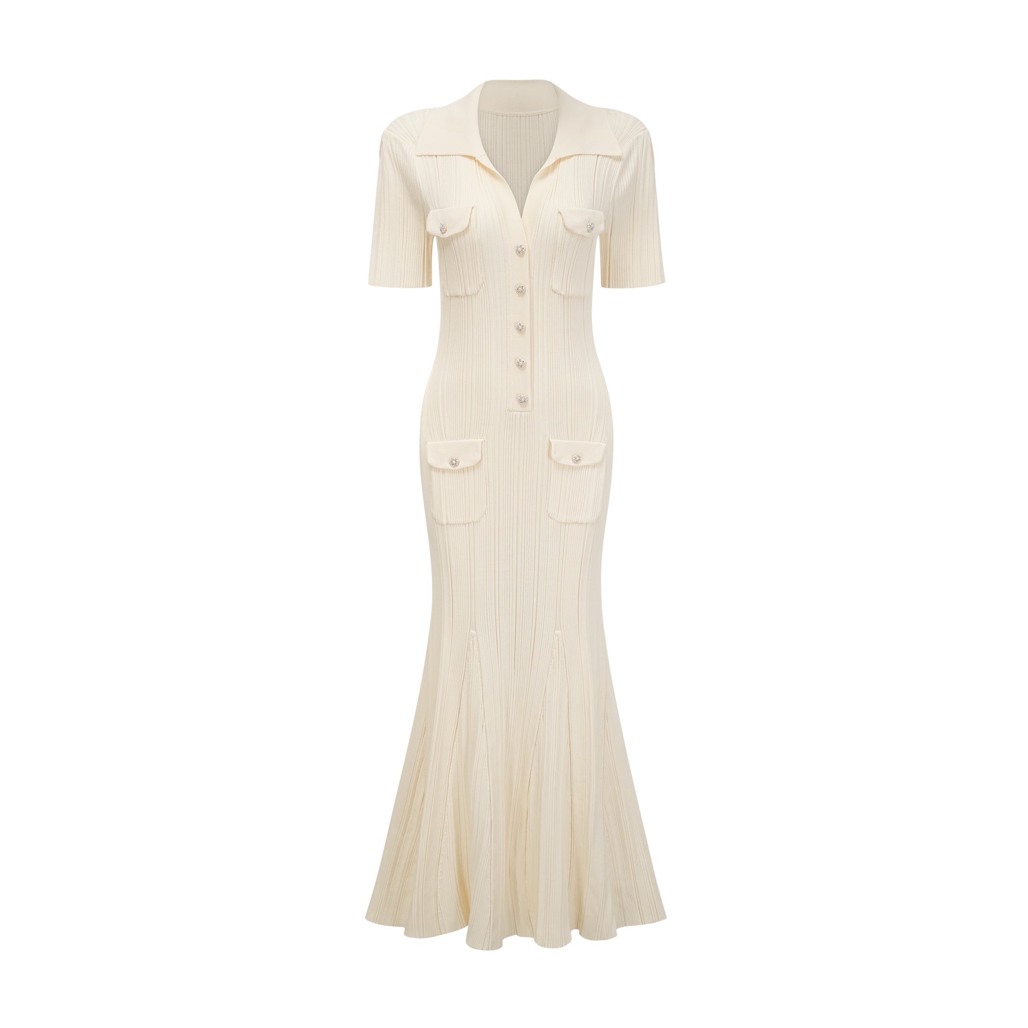 Nouria neutrals ribbed-knit midi dress