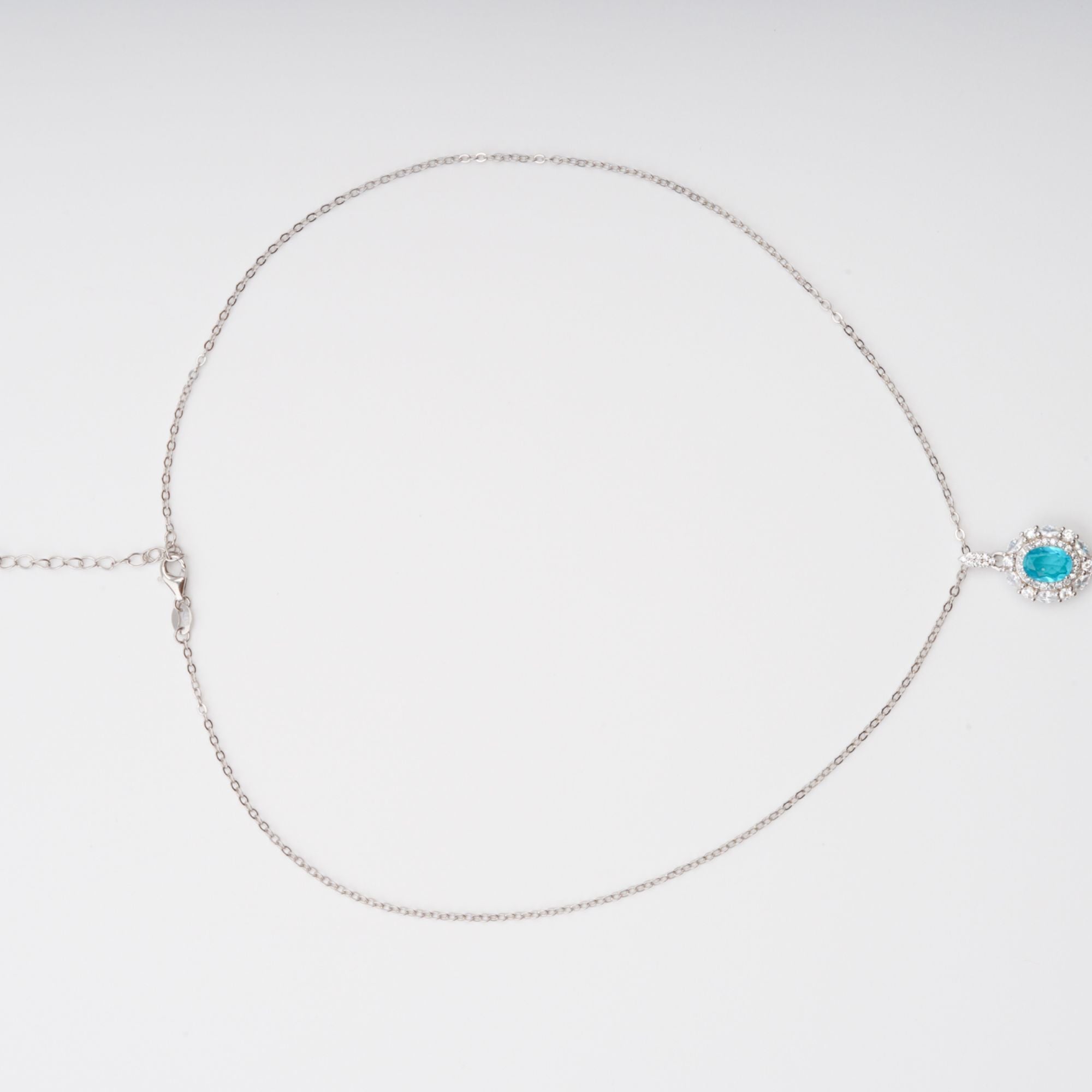 Annina Blue Oval Gemstone Pendant Sterling Silver Necklace