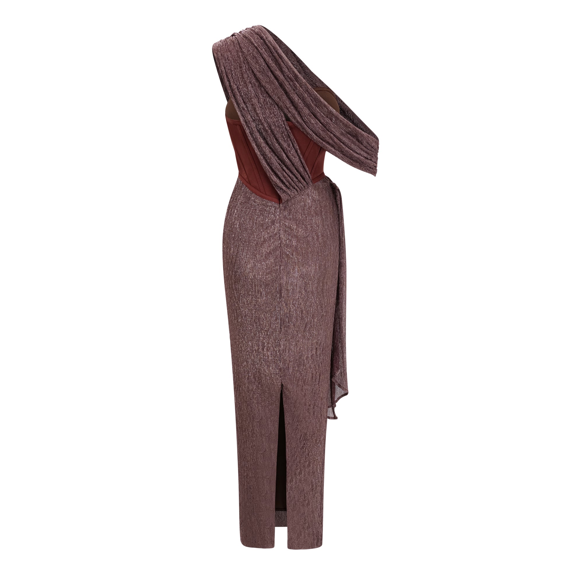 Delphine ribbon-design corset maxi dress in Brown (Final Sale-US Only)
