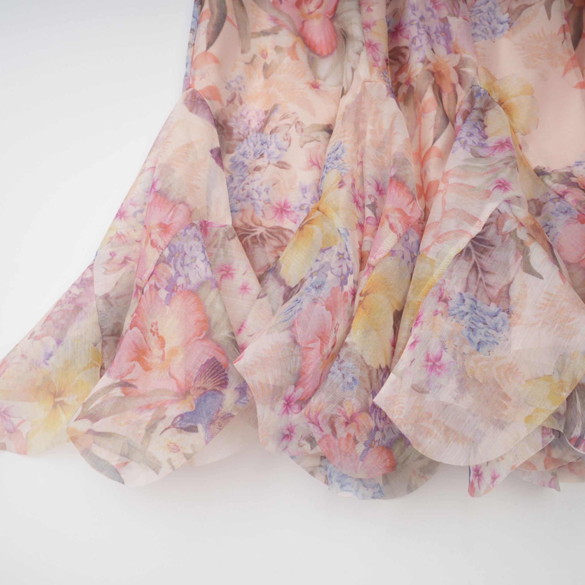 Pink Godet Floral Mini Dress