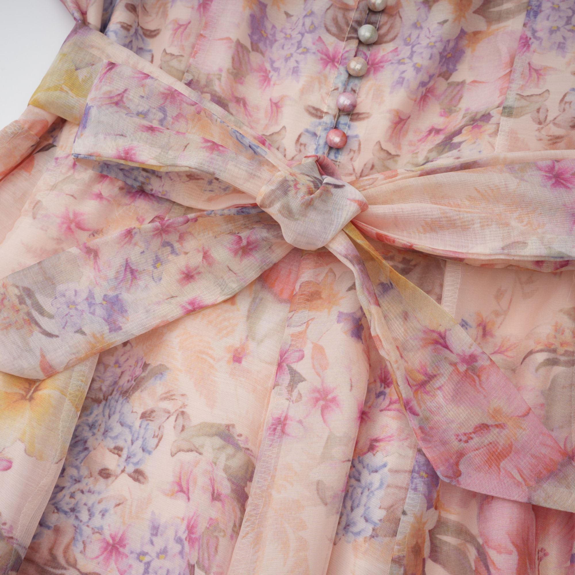 Pink Godet Floral Mini Dress