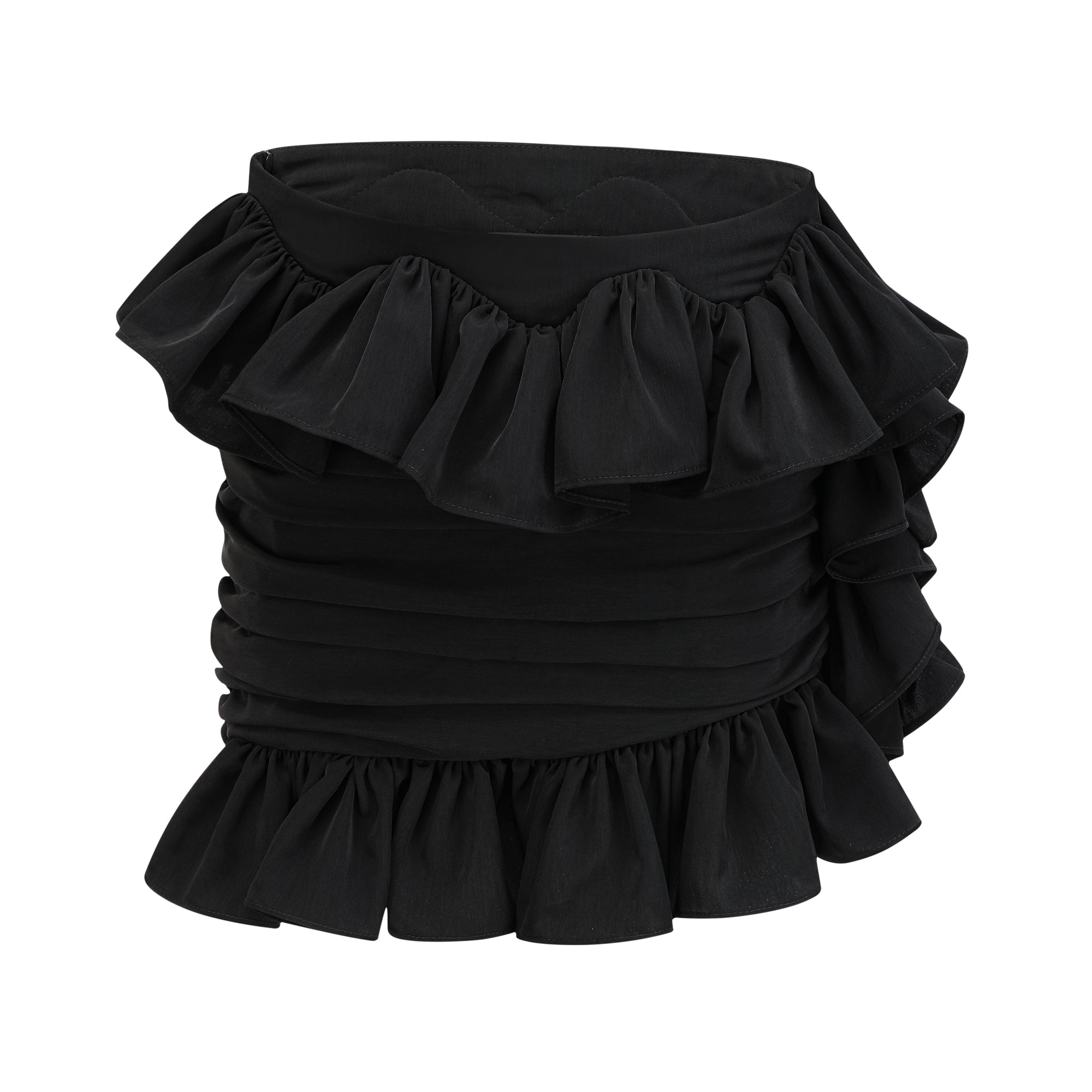 Pauline black asymmetrical ruffled skirt (Final Sale)