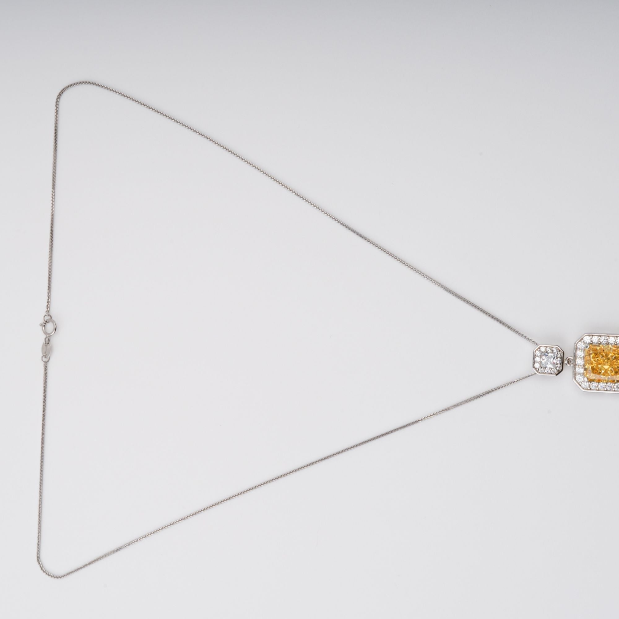 Pirjo Yellow Emerald Cut Gemstone Pendant Sterling Silver Necklace