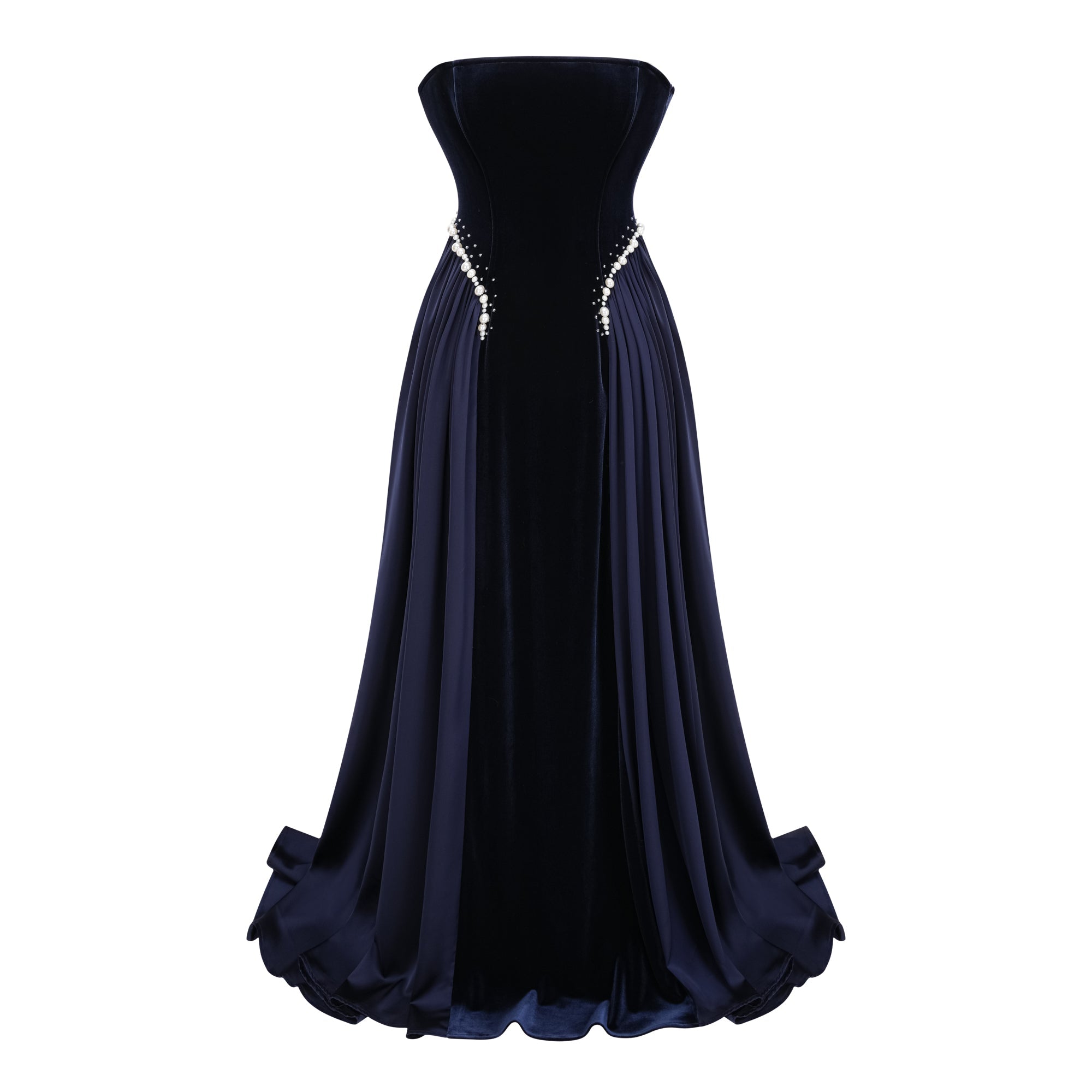 Raffaella Sapphire Pearl Trim Maxi Gown (Final Sale-US Only)