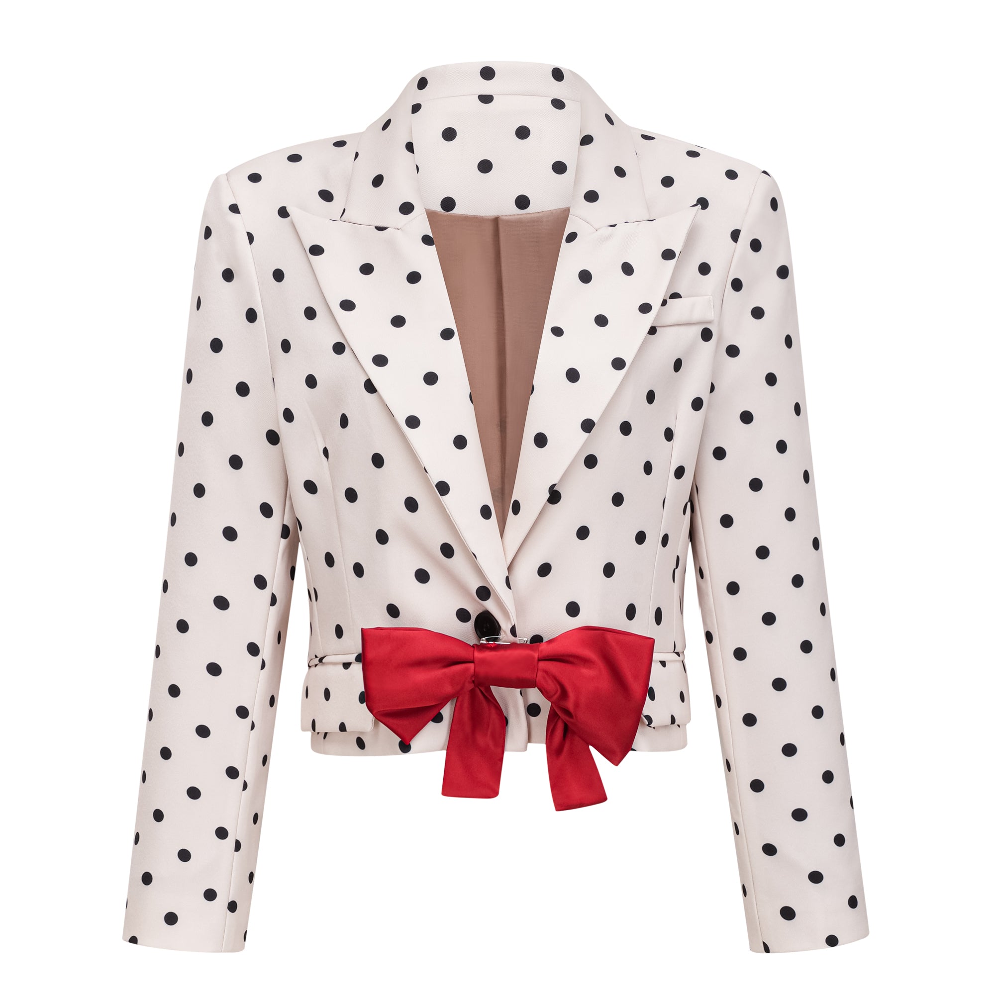 Valentine White Bowknot Polka Dot Short Jacket (Final Sale-US Only)