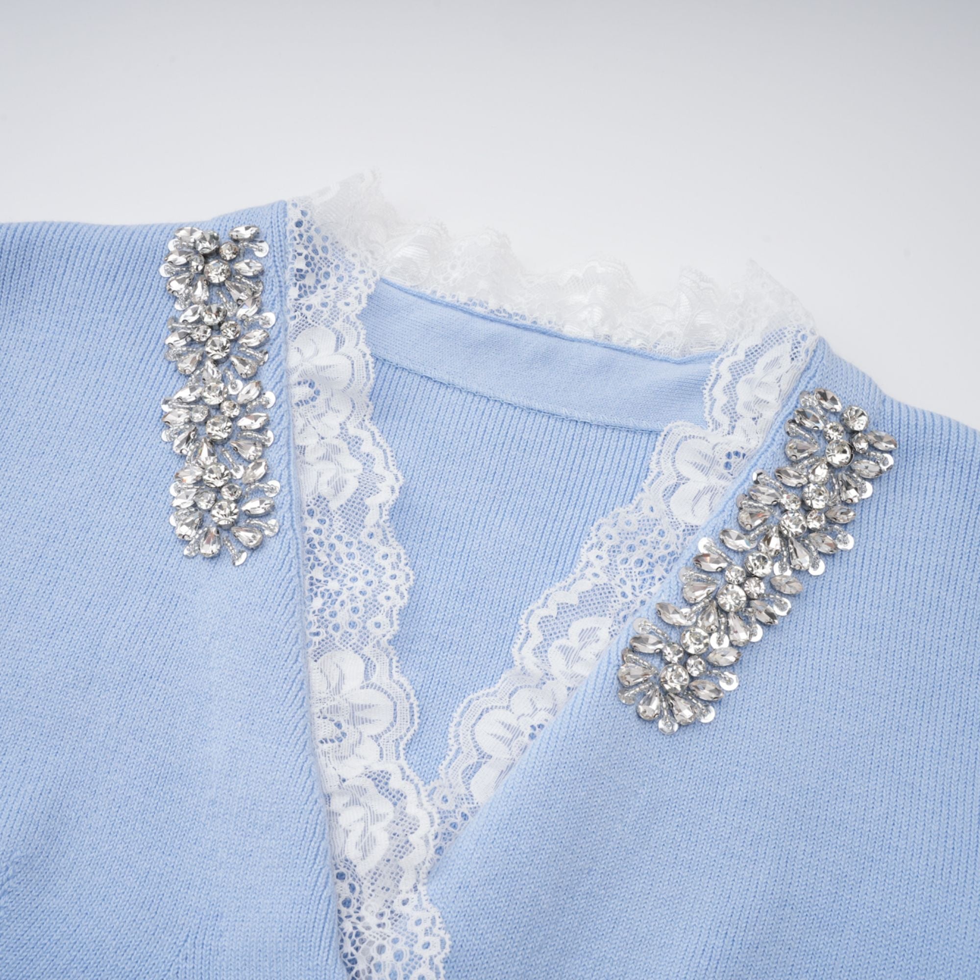 Blue Crystal Trim Cardigan
