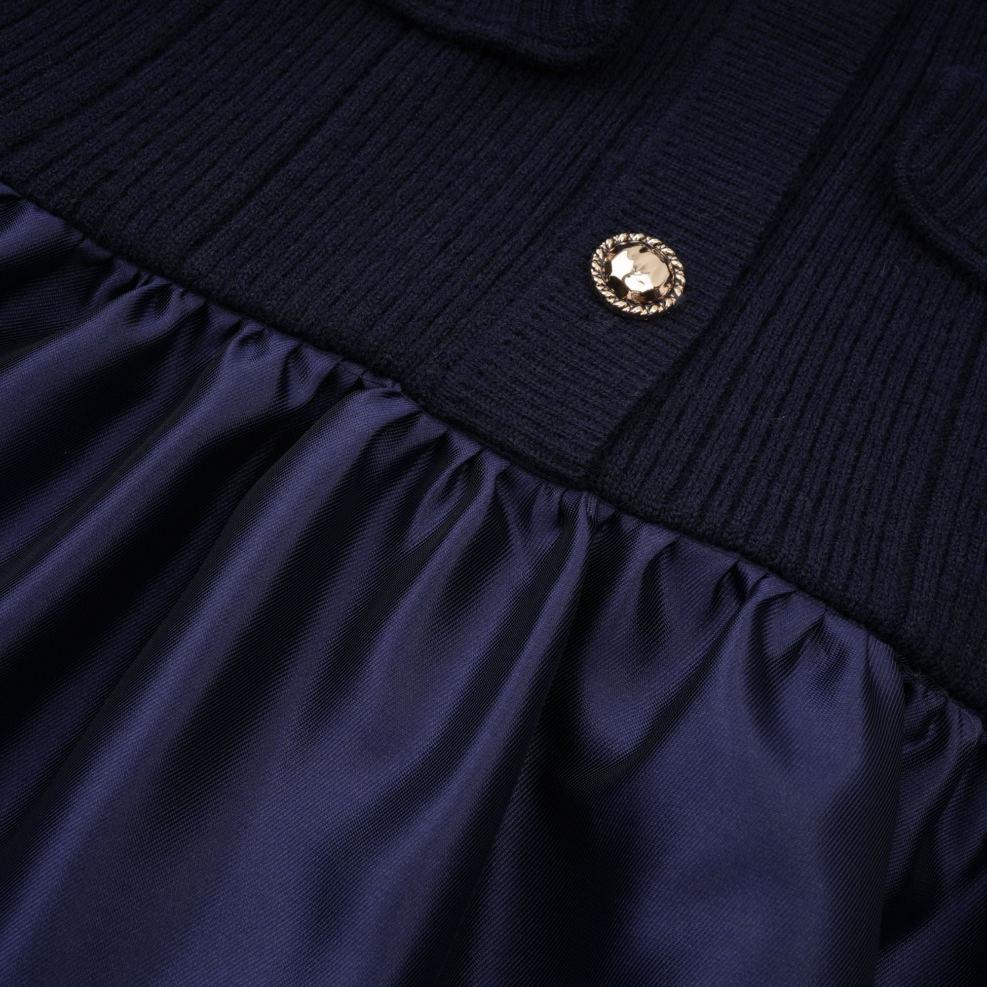 Robe mi-longue en maille bleu marine