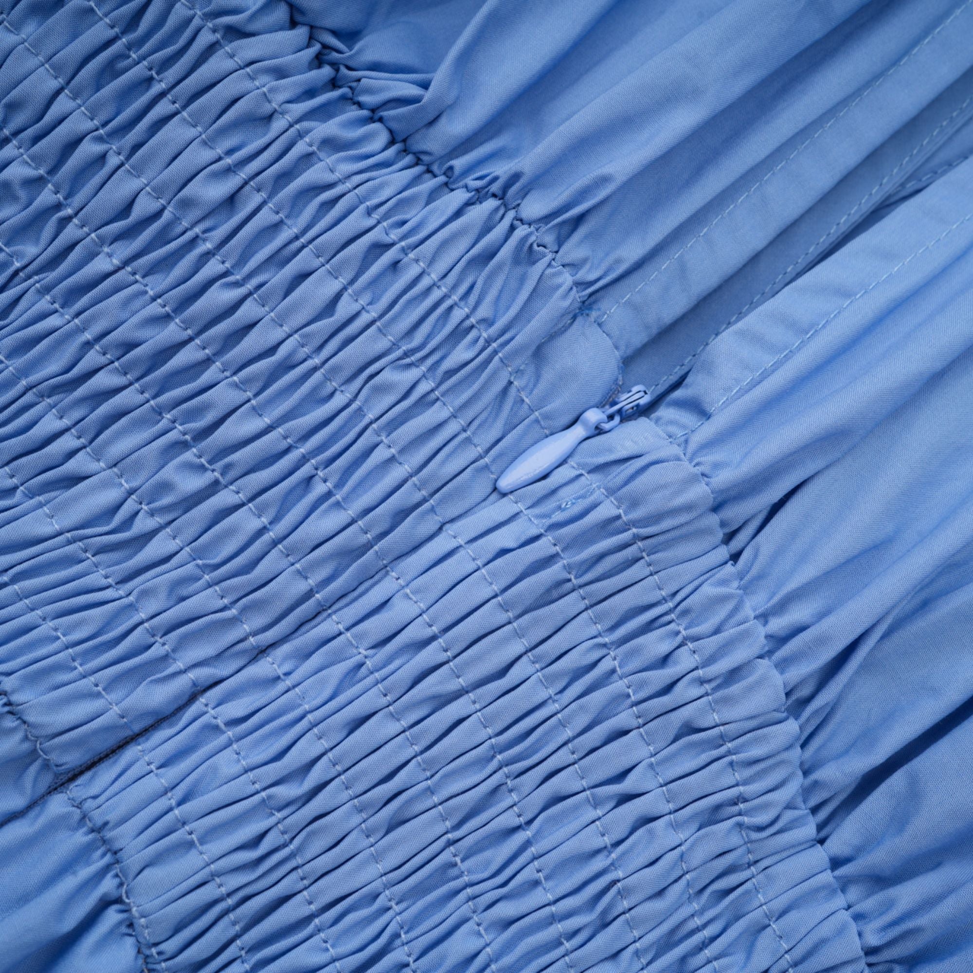 Emma petal-detail drawstring maxi dress in Blue (Final Sale)