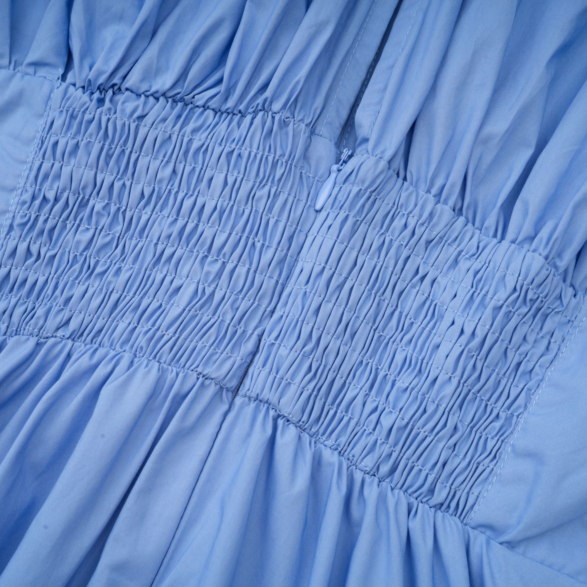 Emma petal-detail drawstring maxi dress in Blue (Final Sale)