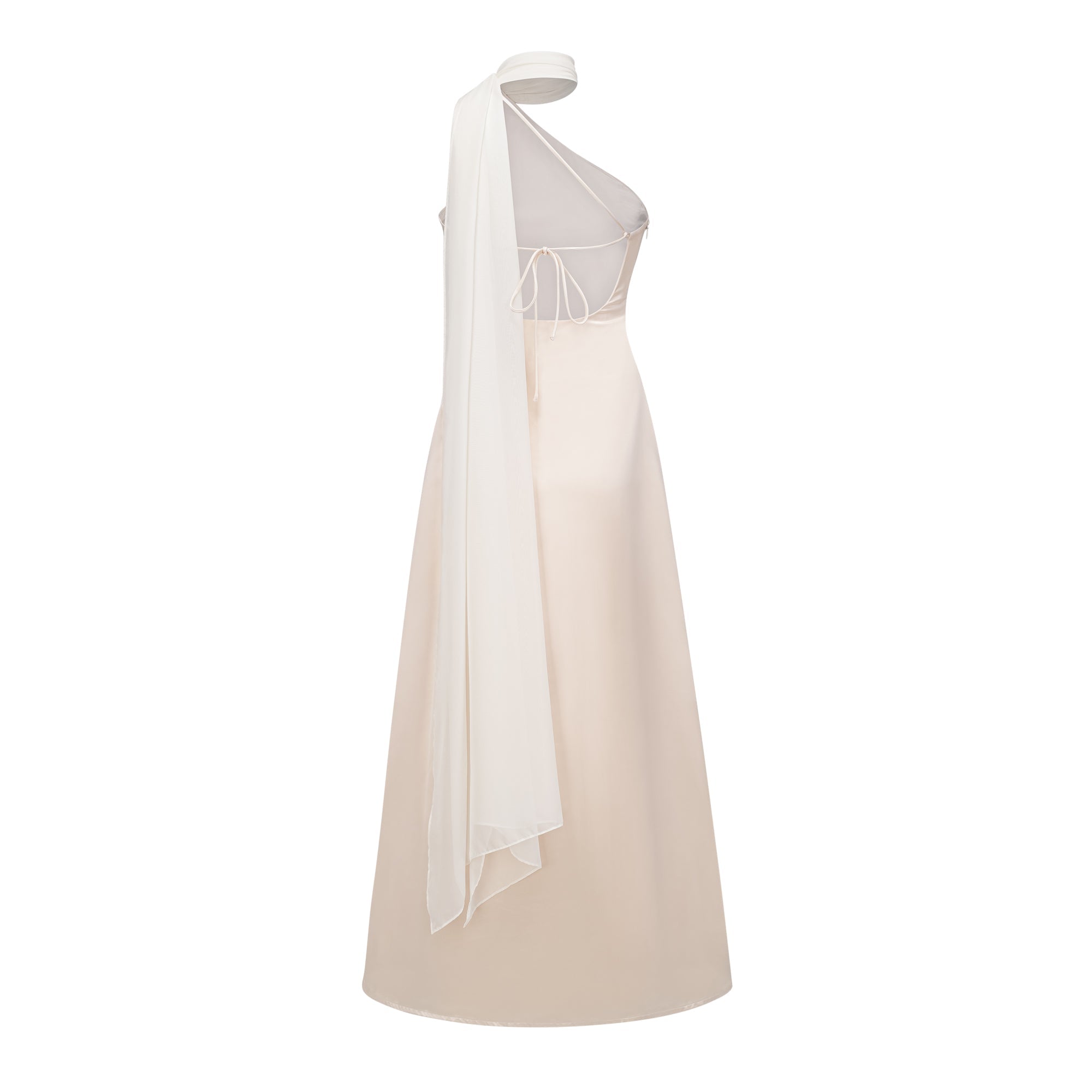 Thérèse neutral scarf-design satin maxi dress (Final Sale)