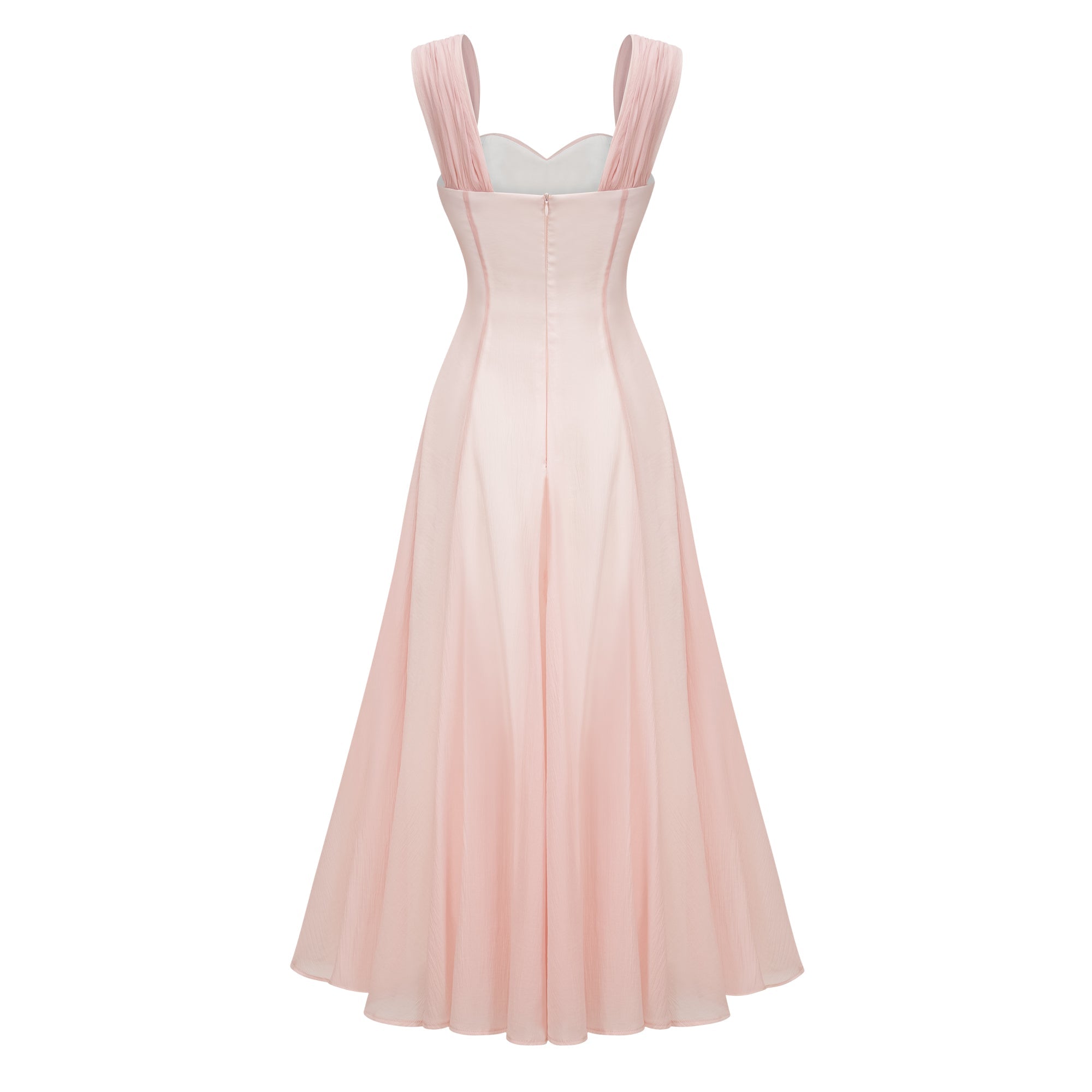 Pink Flounced Midi Dress