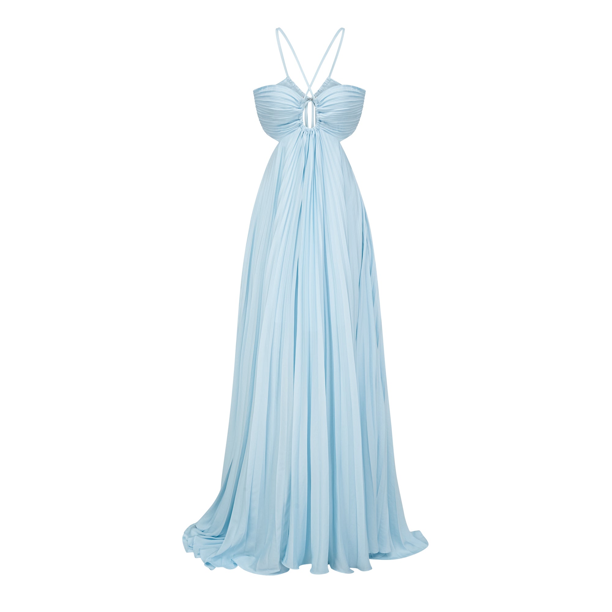 Robe longue plissée Andréa Blue avec découpes (Vente définitive - États-Unis uniquement)