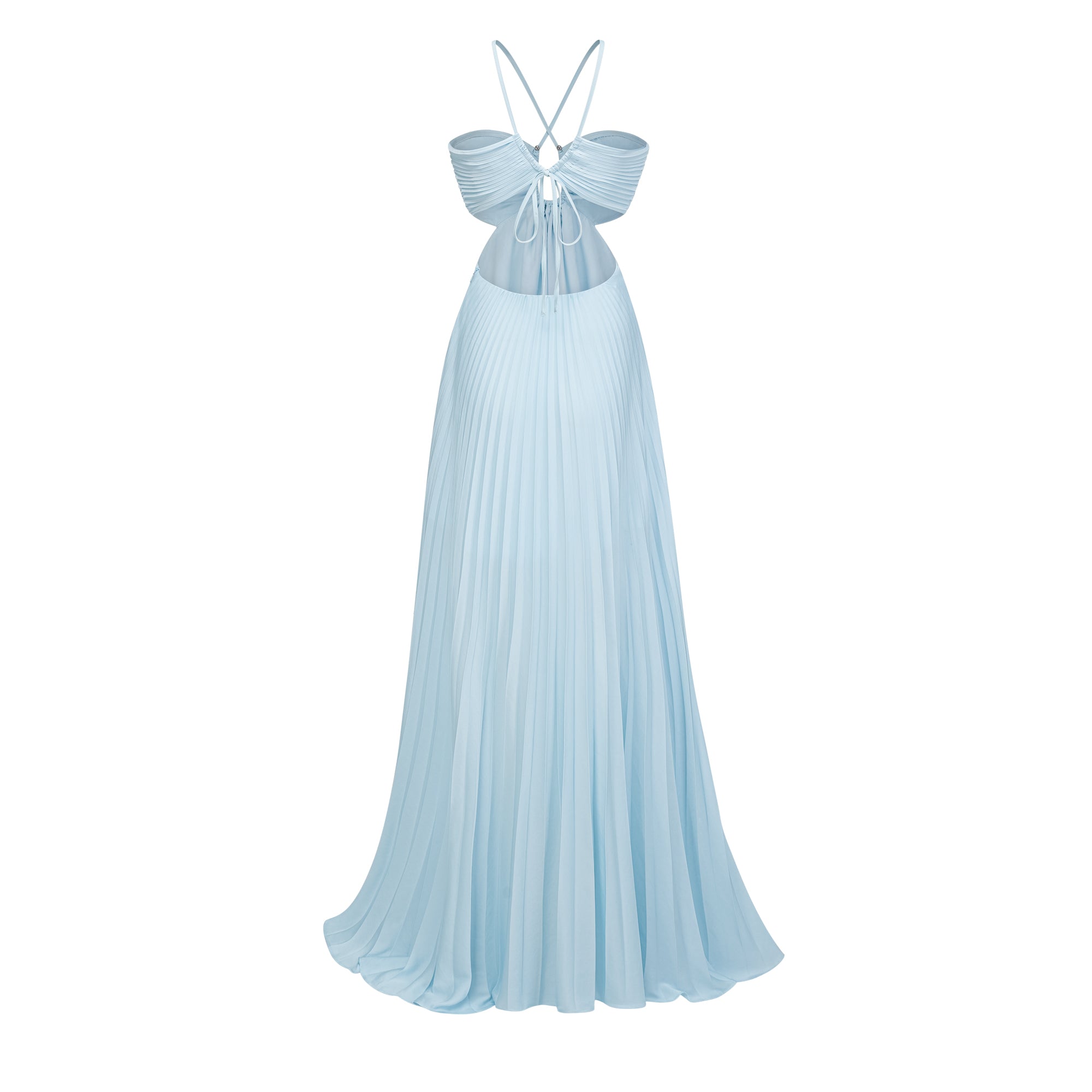 Robe longue plissée Andréa Blue avec découpes (Vente définitive - États-Unis uniquement)