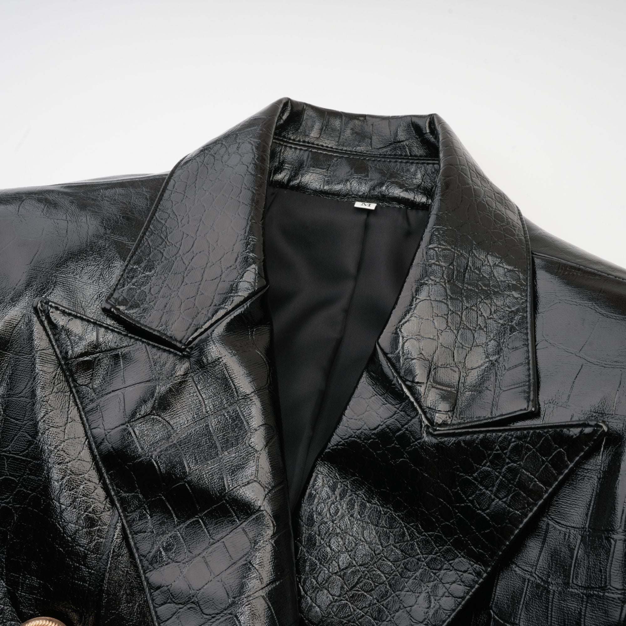 Élodie black cinched-waist leather jacket (Final Sale)