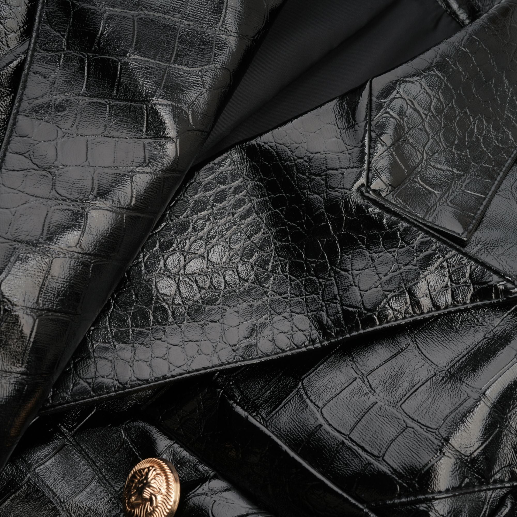 Élodie black cinched-waist leather jacket (Final Sale)