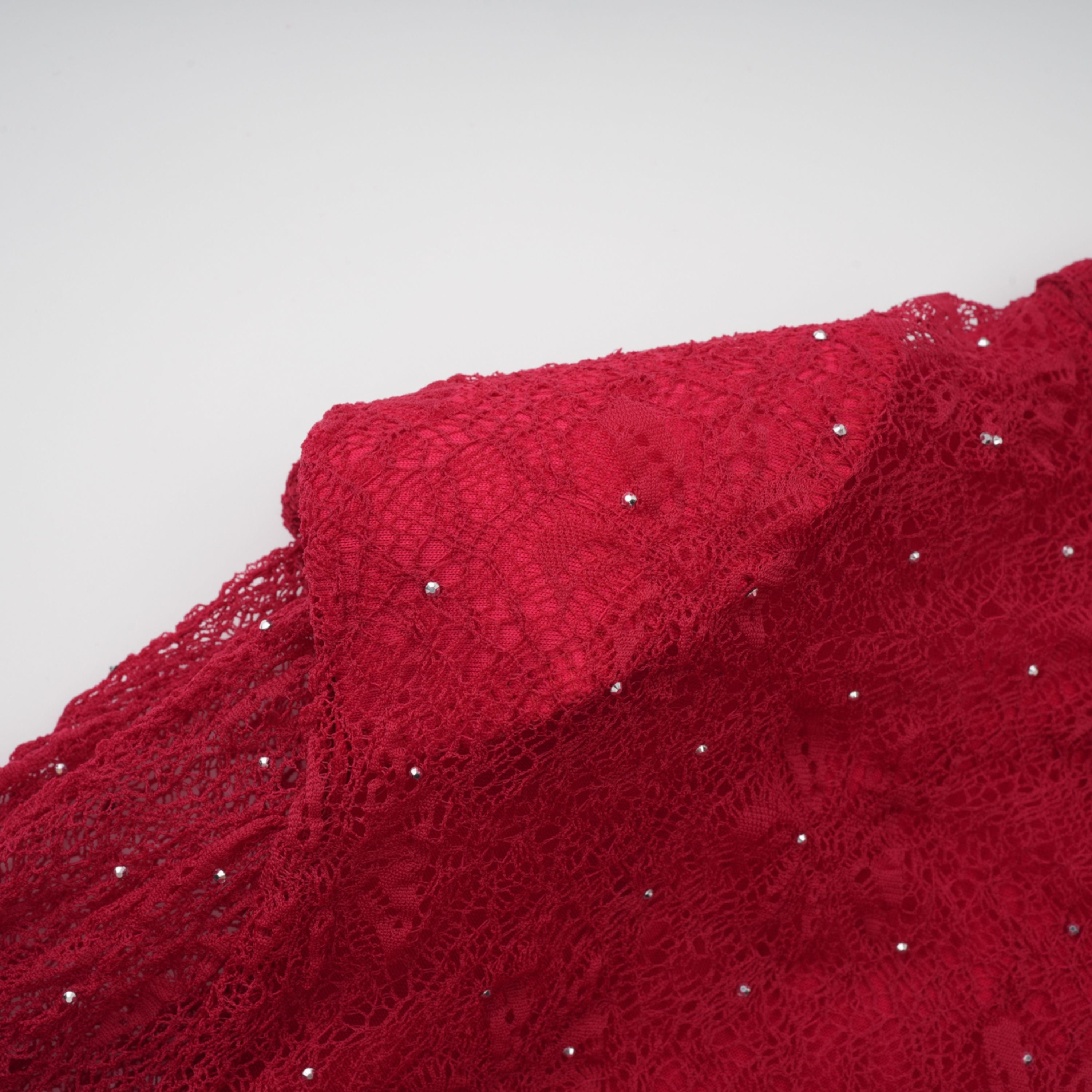 Justyna Red Rhinestone Guipure Lace Maxi Dress (Final Sale-US Only)
