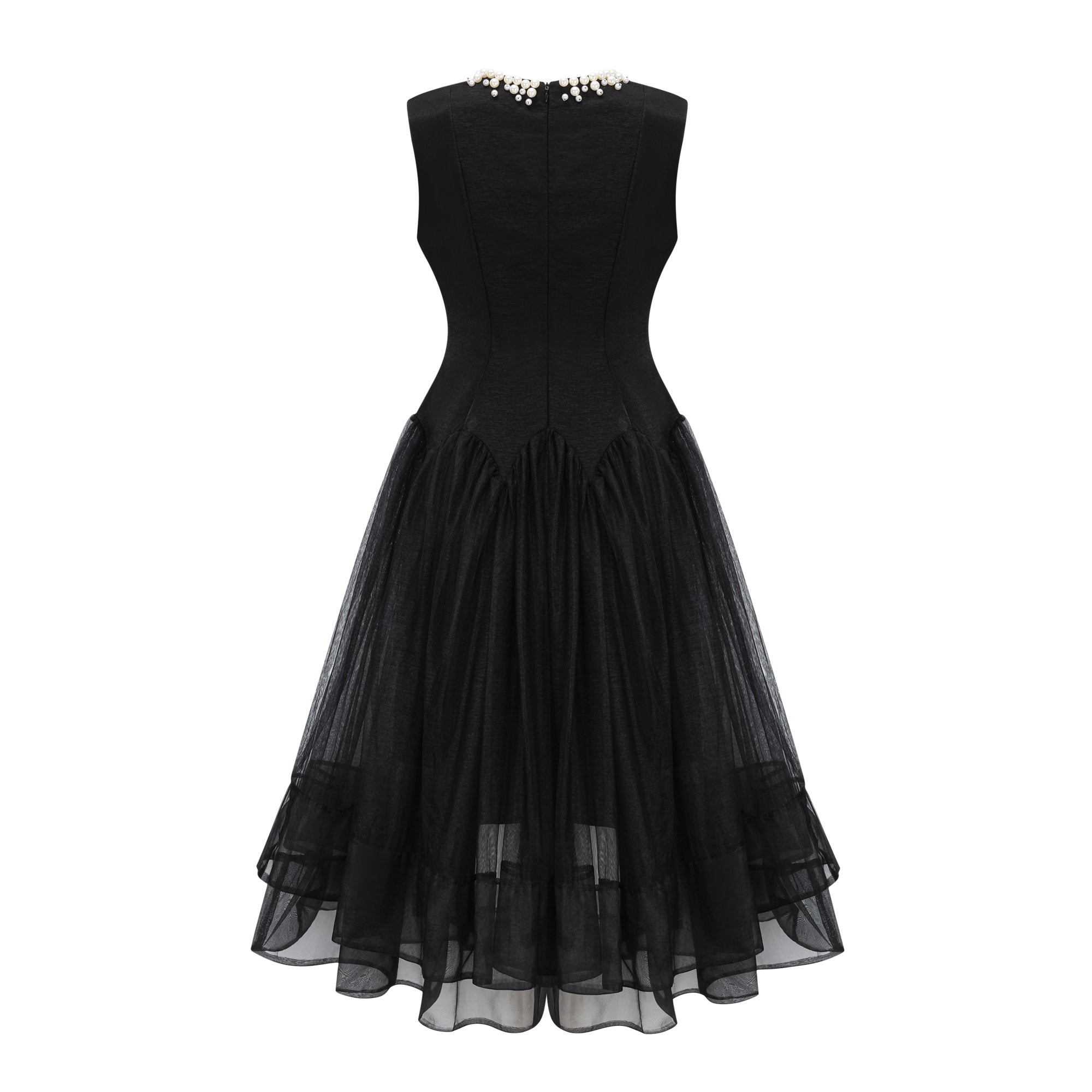 Ofra Black Pearl Pleated Midi Dress (Final Sale-US Only)
