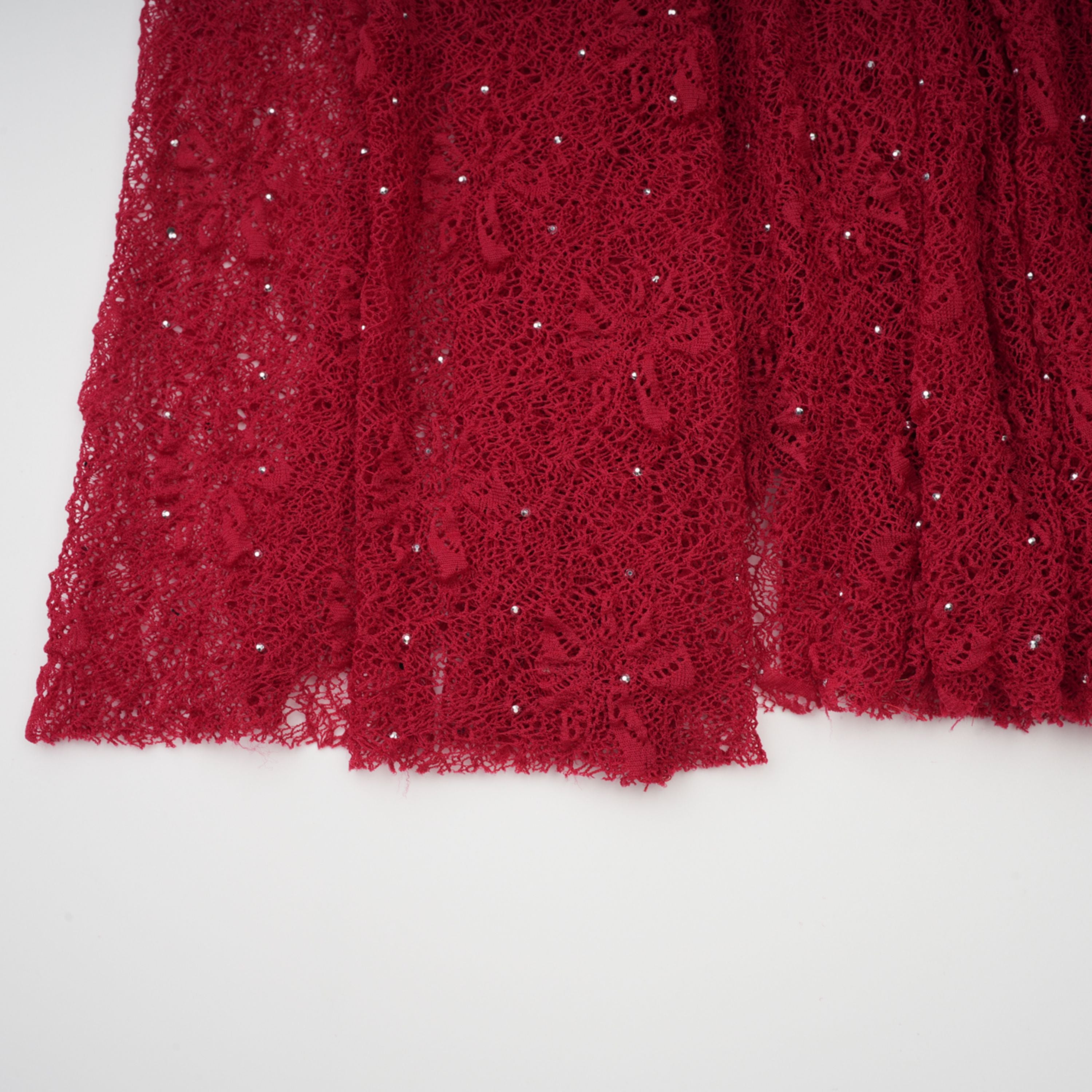 Justyna Red Rhinestone Guipure Lace Maxi Dress (Final Sale-US Only)