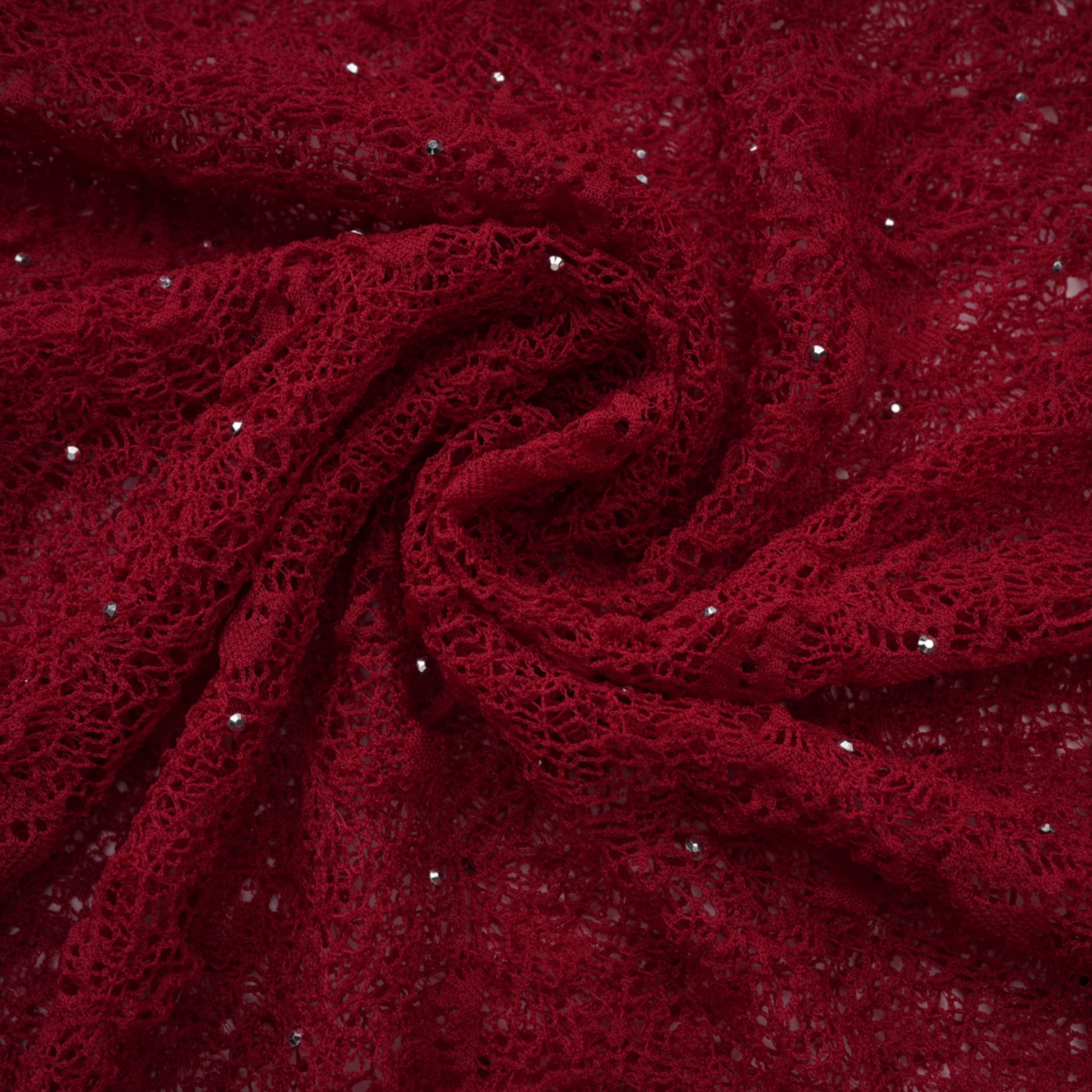 Justyna Red Rhinestone Guipure Lace Maxi Dress (Final Sale-US Only)