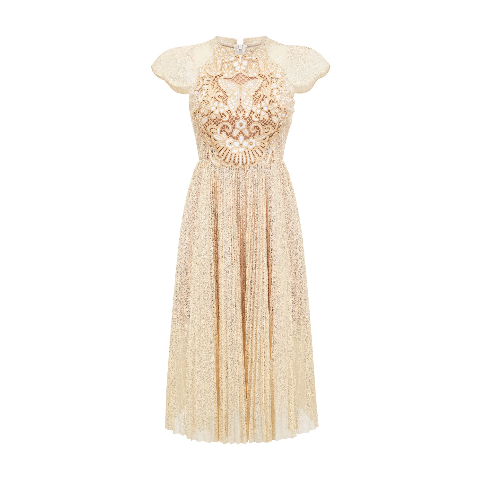 Nerissa embroidered pleated midi dress (Final Sale-US Only)