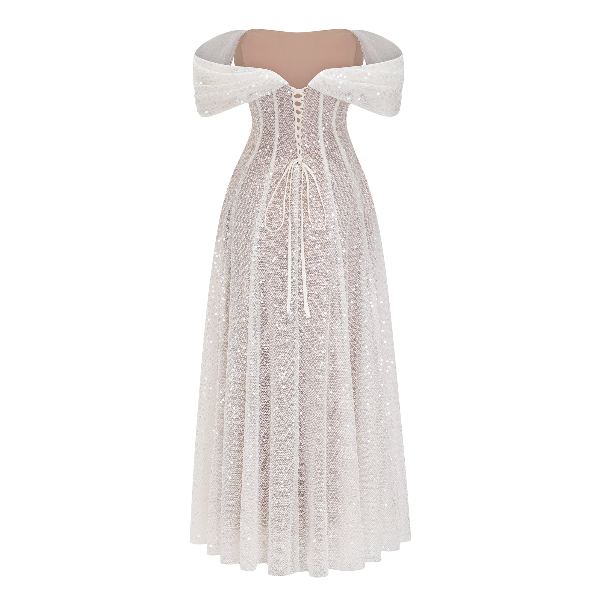 Esme White Off Shoulder Embellished Maxi Dress (Final Sale-US Only)