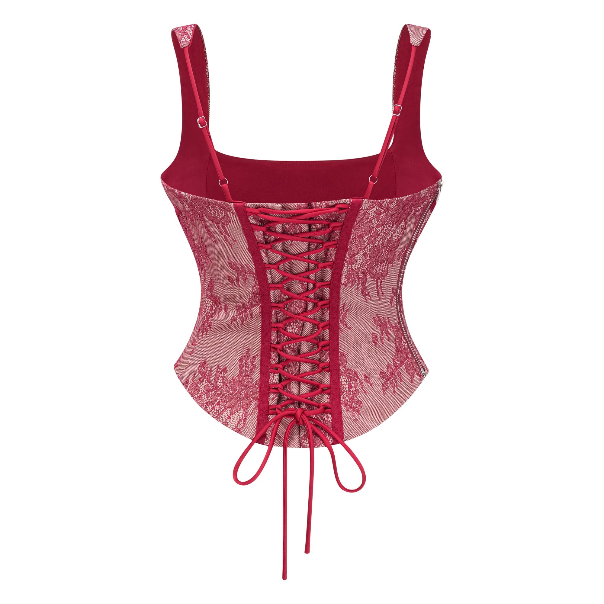 Olesya Red Lace Top & Ruched Skirt Set (Final Sale)